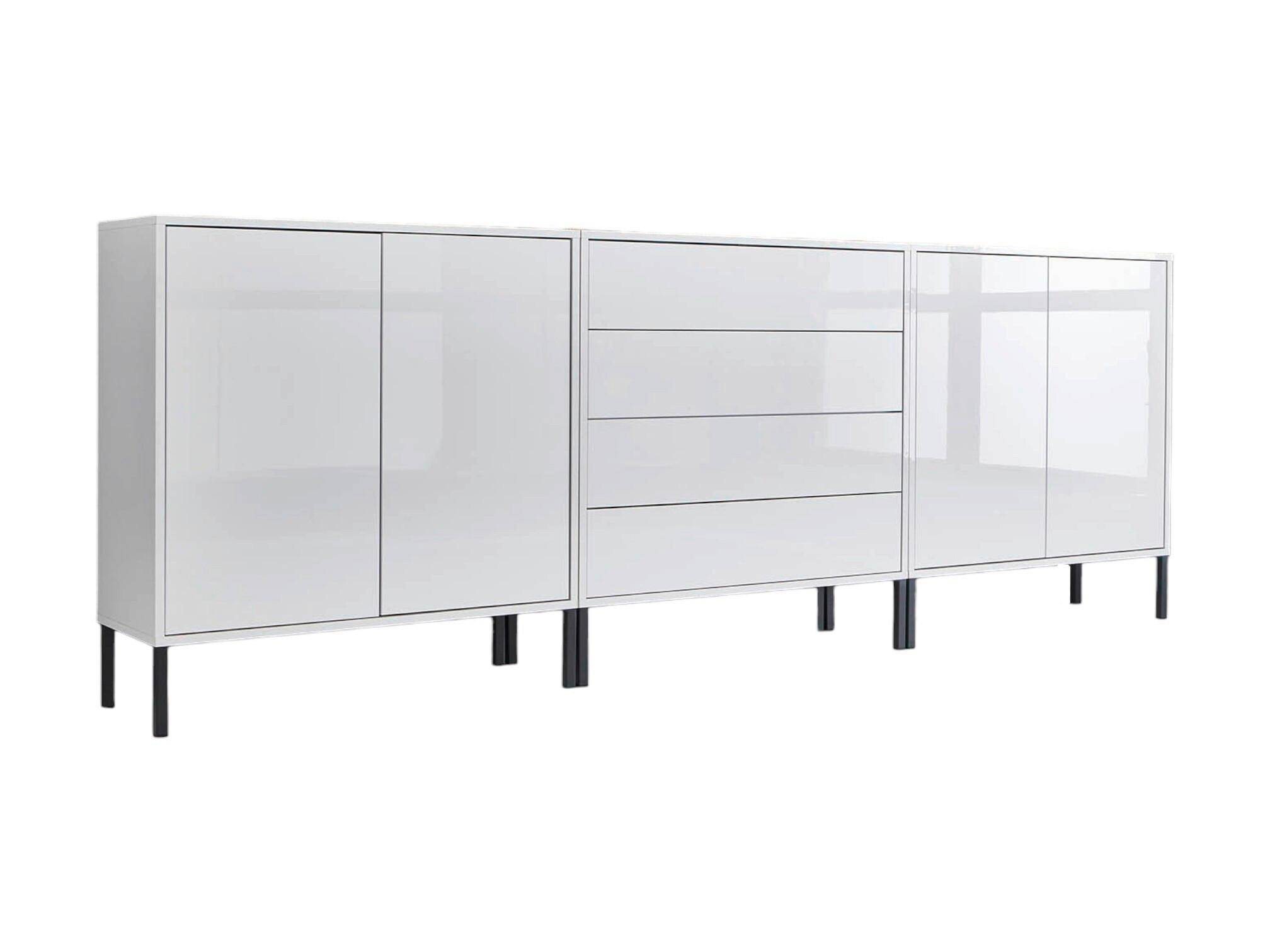 Sideboard Mailand Set 5 Weiß - Weiß Hochglanz/Anthrazit, MODERN, Holzwerkstoff/Metall (237/86/33cm) - MID.YOU