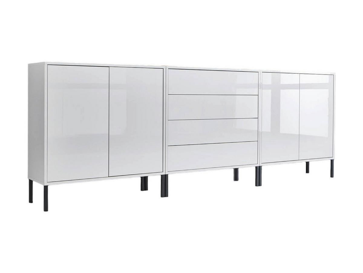 Sideboard Mailand Set 5 Weiß - Weiß Hochglanz/Anthrazit, MODERN, Holzwerkstoff/Metall (237/86/33cm) - MID.YOU