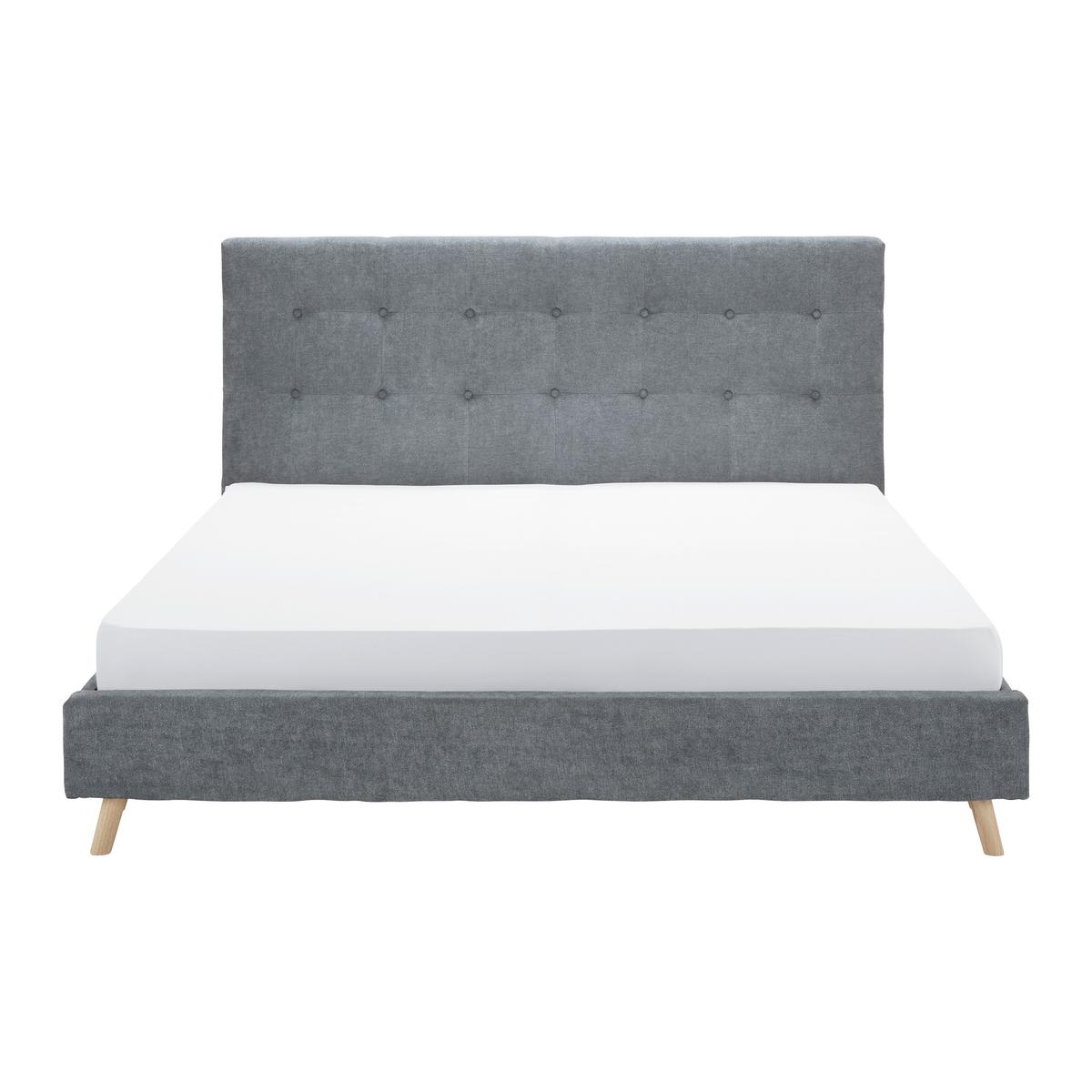 Polsterbett 180x200 cm, "Ronja", grau - Naturfarben/Grau, Modern, Holz/Textil (180/200cm) - Bessagi Home