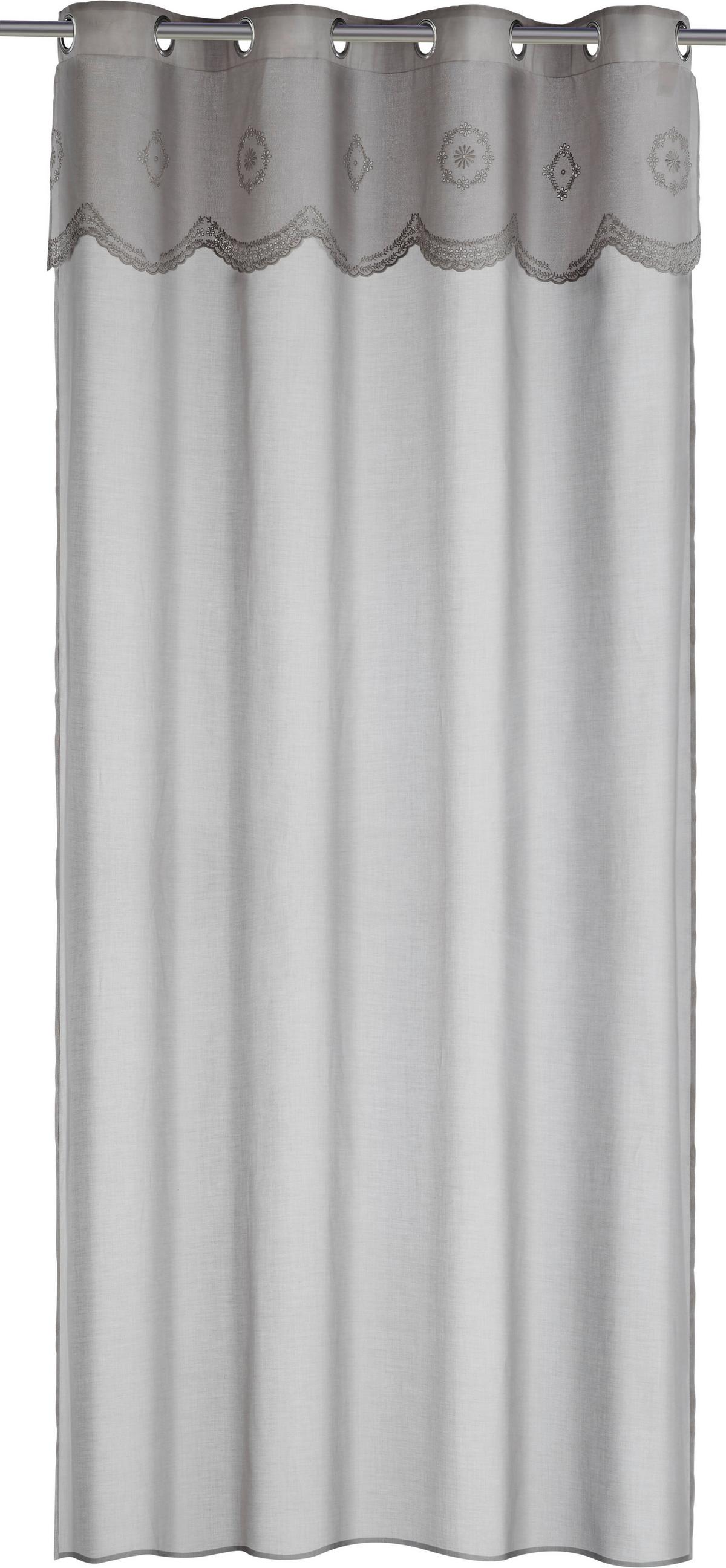 ZASŁONA NA PRZELOTKACH AMALIE - jasnoszary, Romantik / Landhaus, tkanina (140/245cm) - Bessagi Home