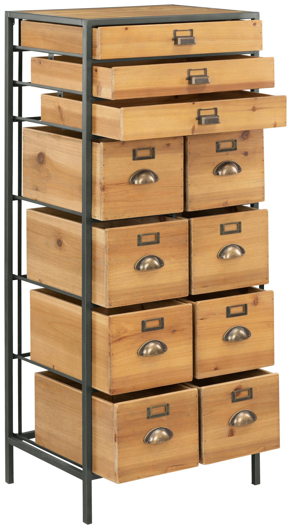 KOMODA TOM - kolor naturalny/kolor mosiężny, Konventionell, metal/drewno (50/120/38cm) - Livetastic