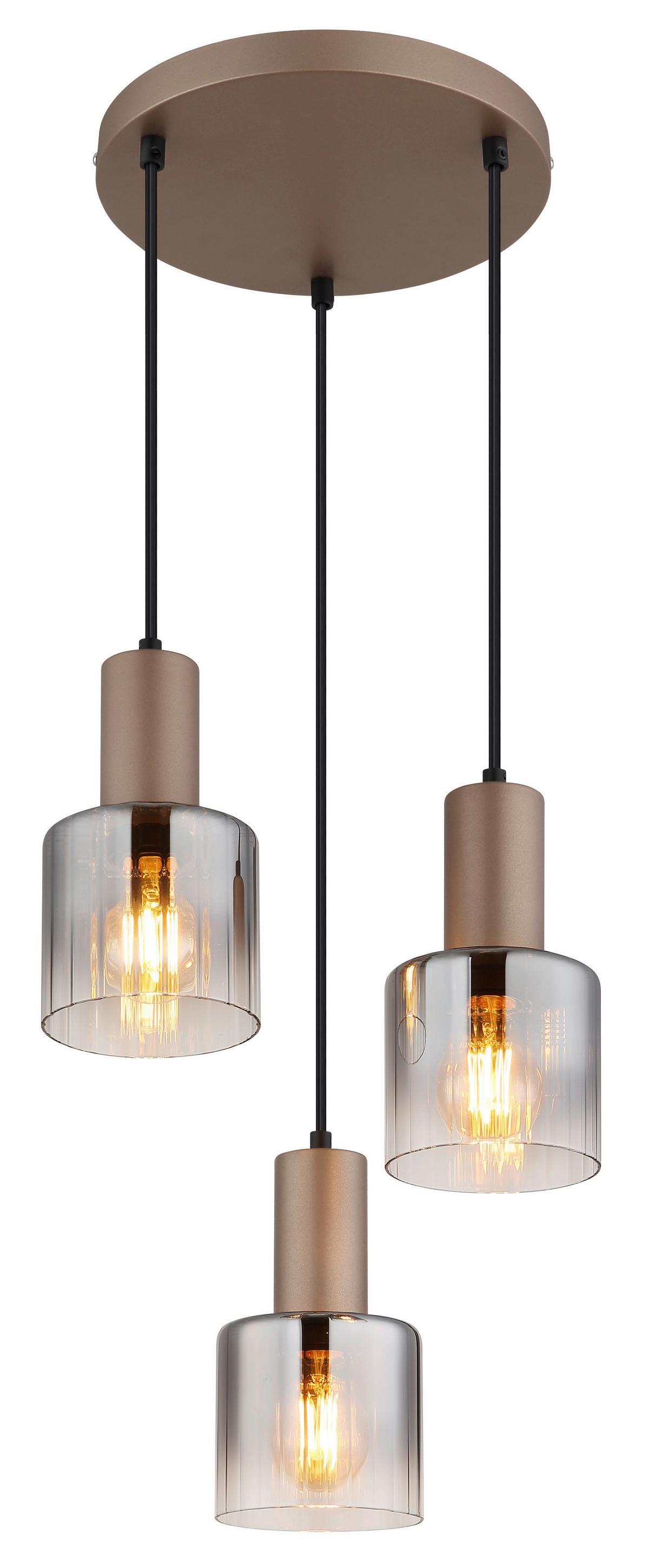 Hängeleuchte 54318-3hr Walton - Klar/Chromfarben, Design, Glas/Kunststoff (28/150cm) - Globo