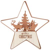 Dekor Csillag Christmas - natúr színű/barna, faalapú anyag/fém (20,5/19/2cm) - Modern Living
