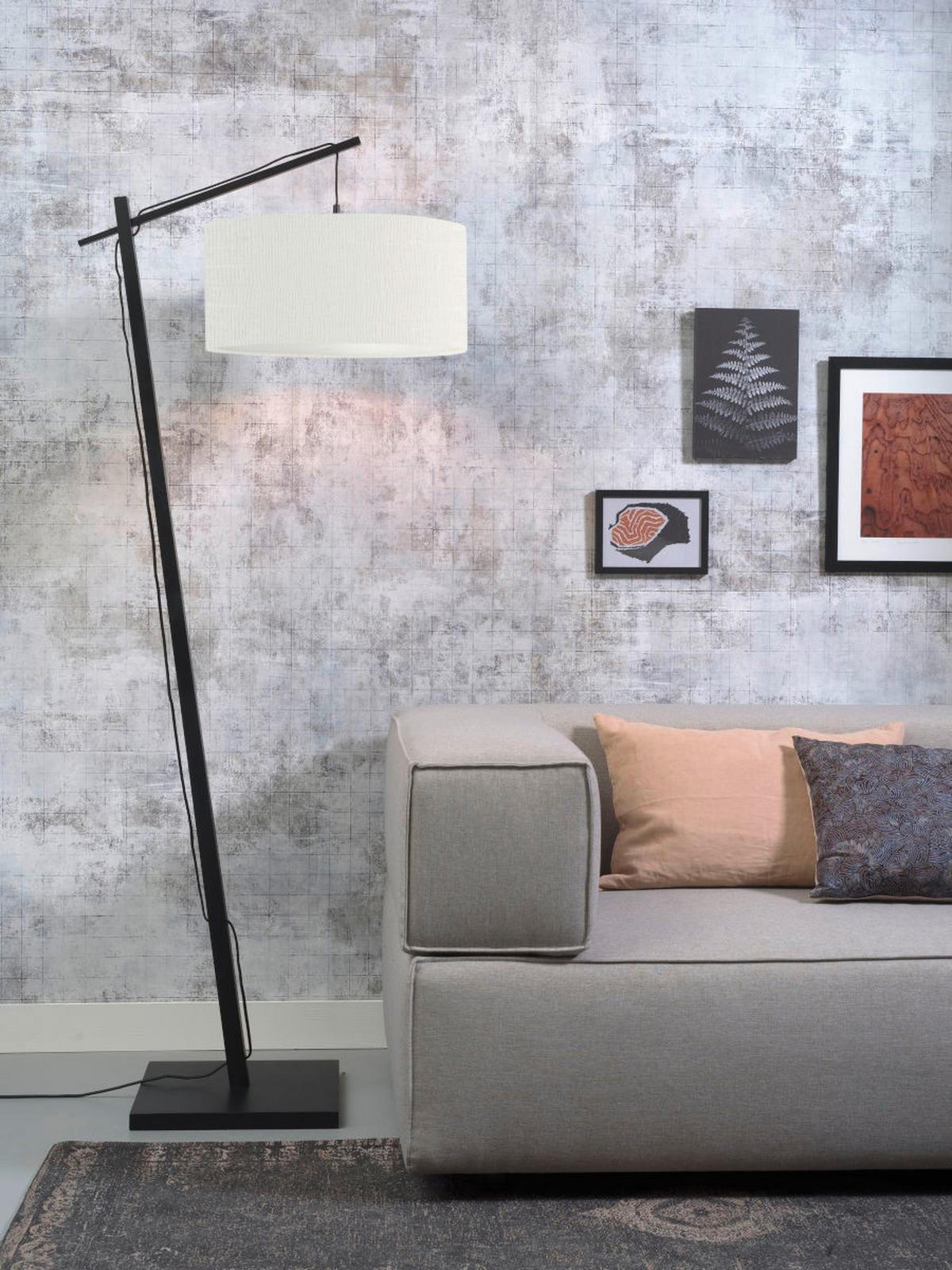 Stoječa Svetilka Andes, Bela, Črna - črna/bela, Design, tekstil/naravni materiali (47/176/23cm) - Good & Mojo