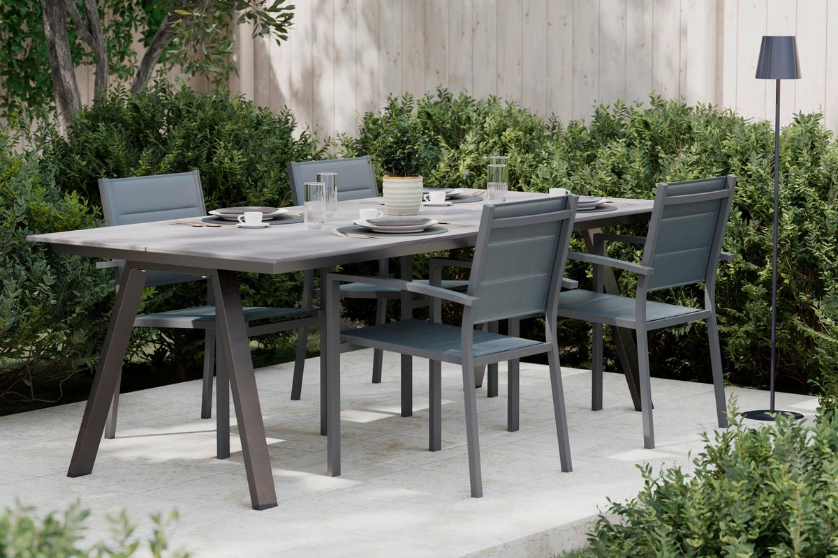 Gartentisch Bergen Anthrazit/Schwarz - Anthrazit/Schwarz, MODERN, Kunststoff/Metall (220/74/100cm) - Mömax