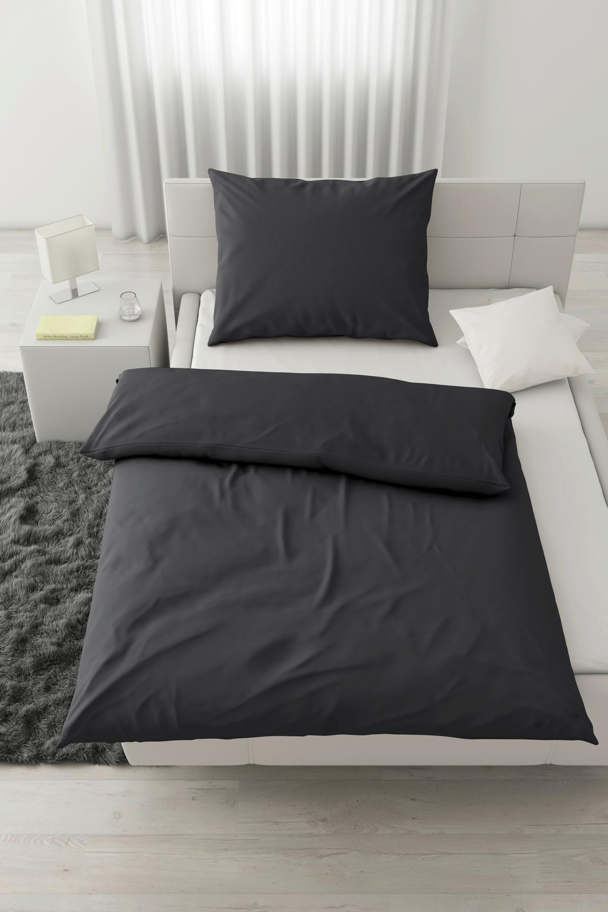 Posteljina Stone 140x200/60x80cm - antracit, Romantično / ladanjski, tekstil (140/200cm) - Modern Living