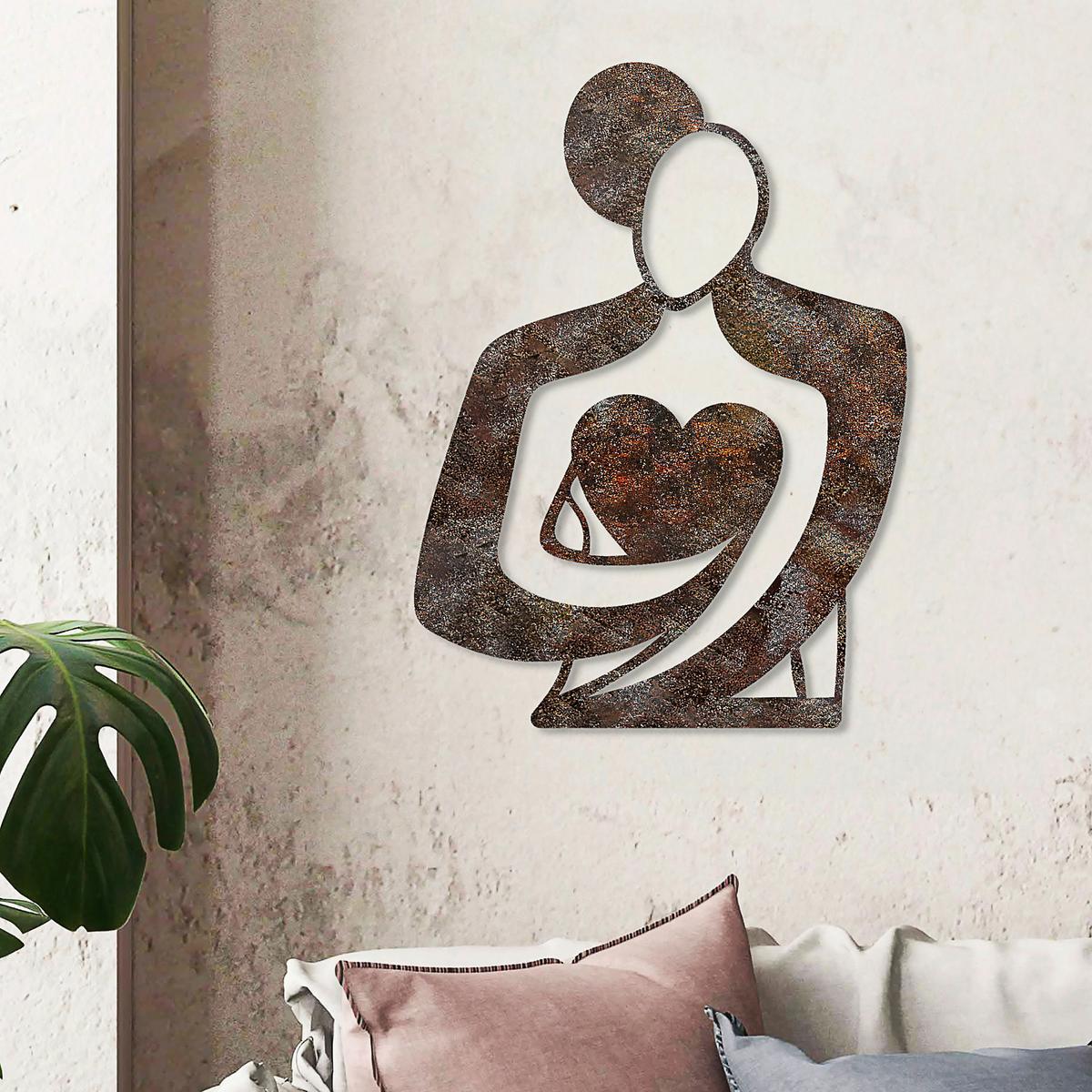 OBRAZ METALOWY RUSTY HUG - kolor brązu, Basics, metal (70/52cm)