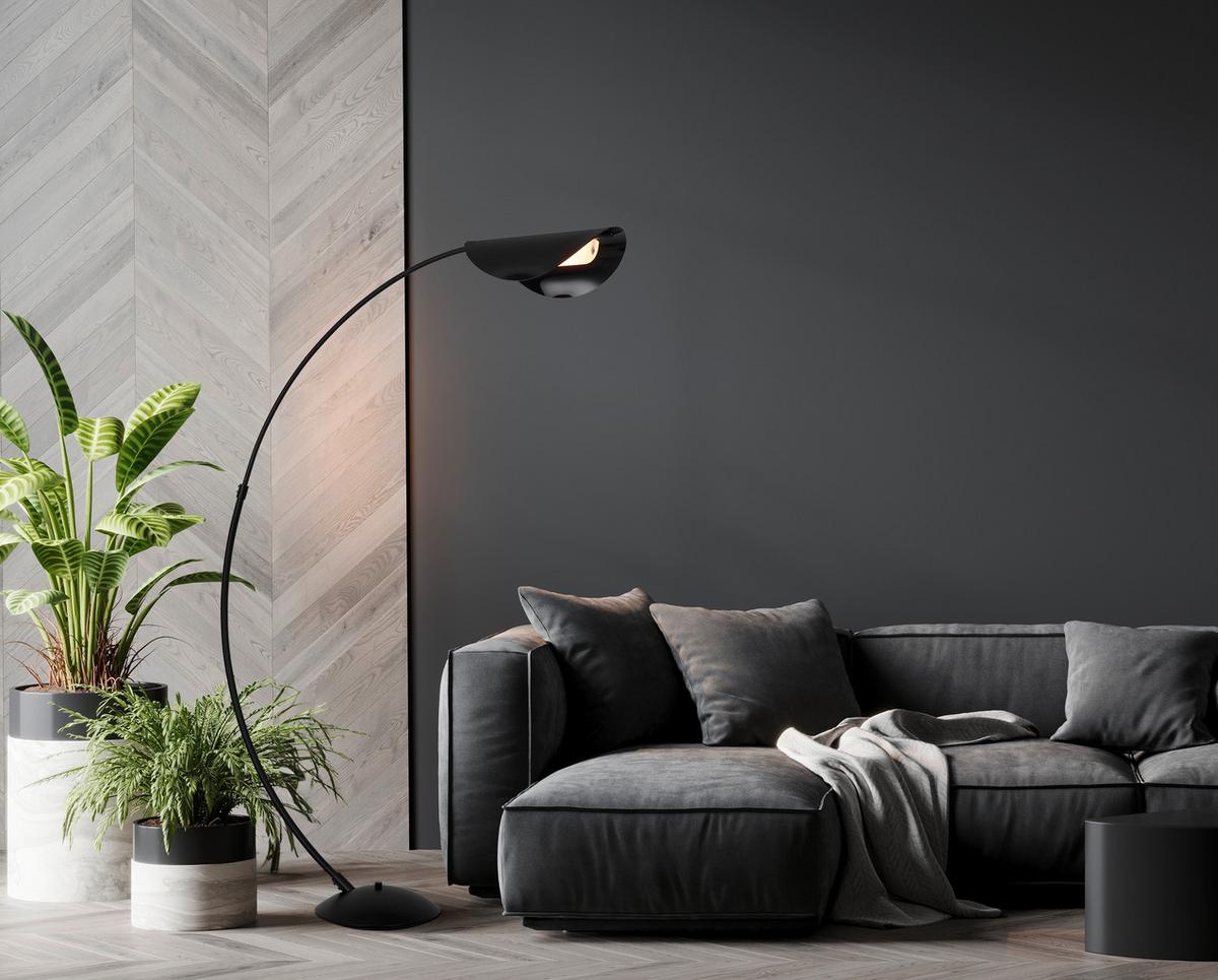 LED-STEHLEUCHTE 58032S ROBLES - Schwarz/Grau, Design, Kunststoff/Metall (124/35/182cm) - Globo