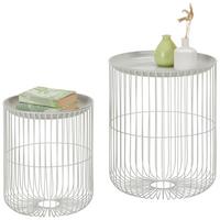 Beistelltischset aus Metall, 2-teilig - Weiss/Grau, Konventionell, Metall (41,5/33,5/51/41cm) - Modern Living