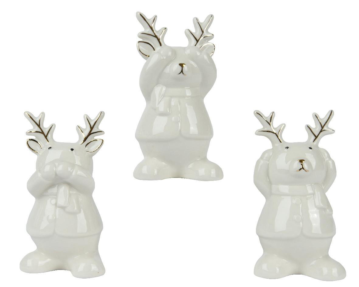Figura Dekorativna Tinsel - bijela/zlatne boje, Basics, keramika (4,6/6/11cm)