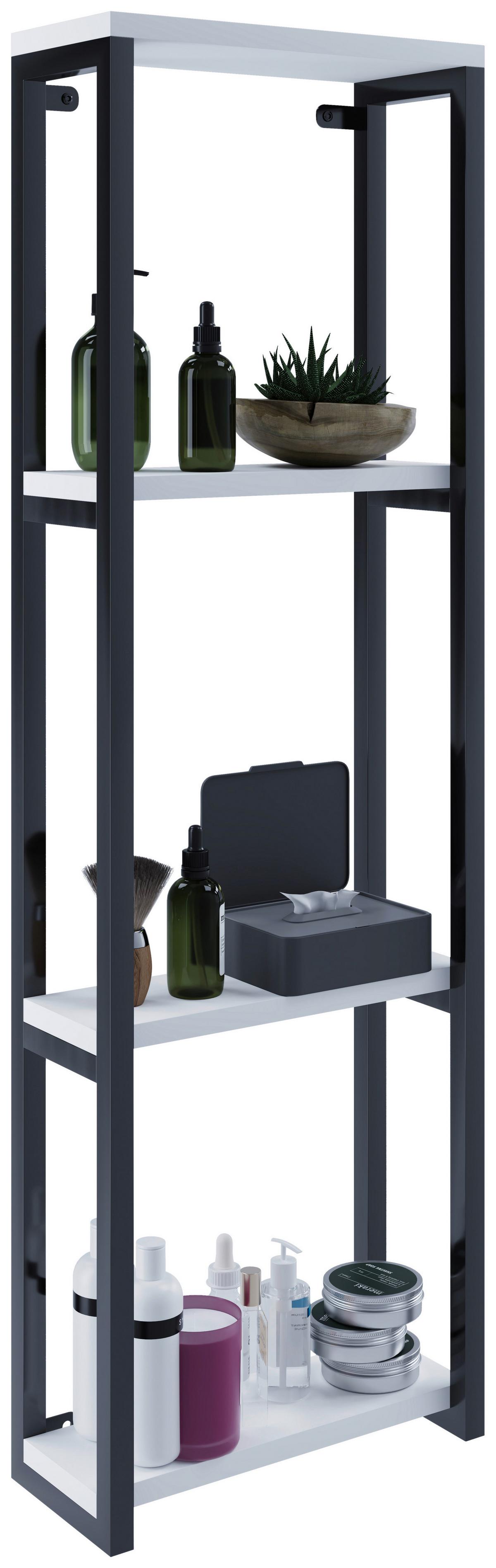 WANDREGAL BITILA M - Weiss/Schwarz, Modern, Holzwerkstoff/Metall (35/112/15cm) - MID.YOU