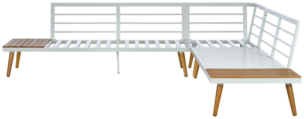Lounge Garnitura Madeira, Bela, Siva, Les Akacije - temno siva/bela, Moderno, kovina/tekstil (90/30/70cm) - Beldano