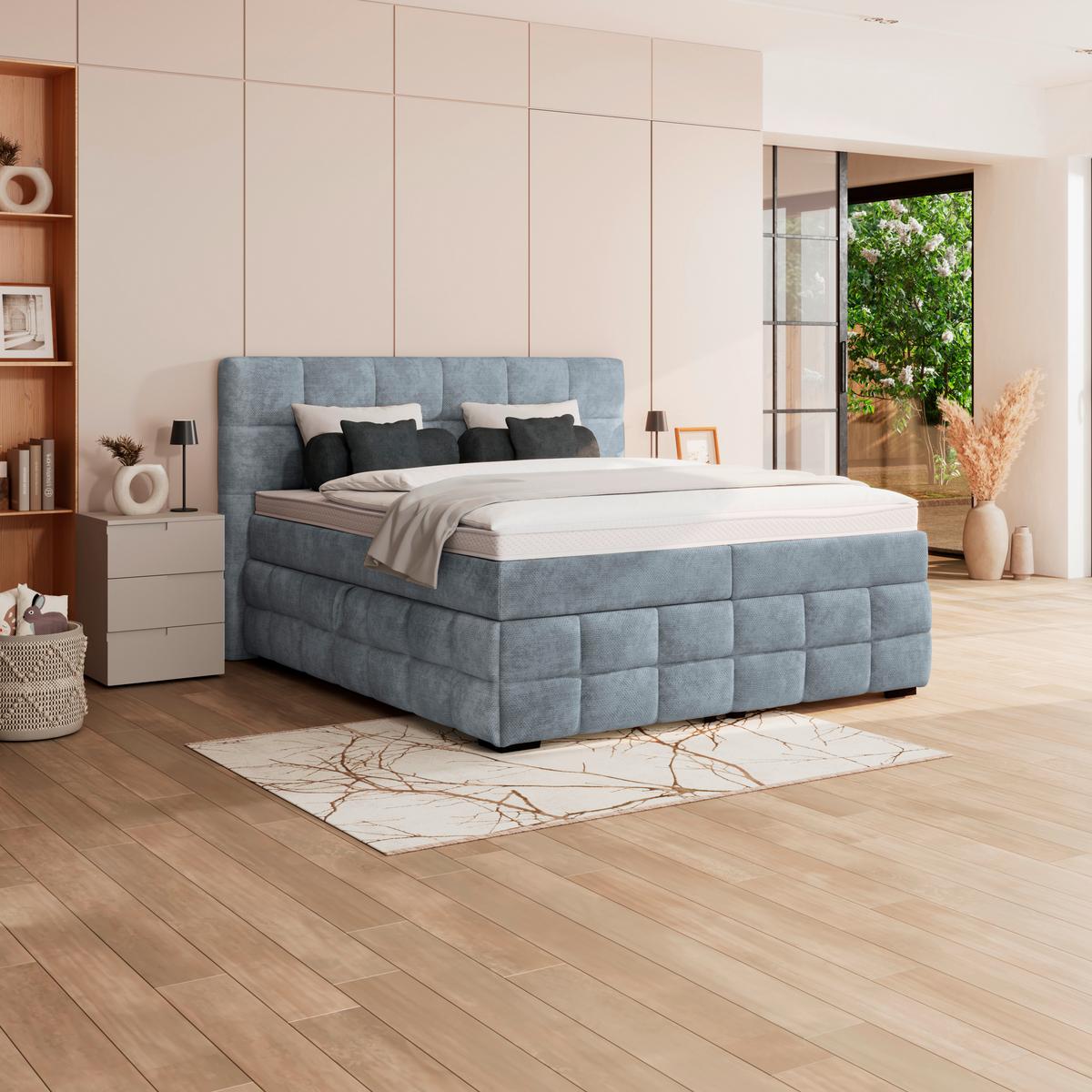 PAT BOX VEGA - albastru deschis/verde, Trend, lemn/textil (200/200cm) - Modern Living