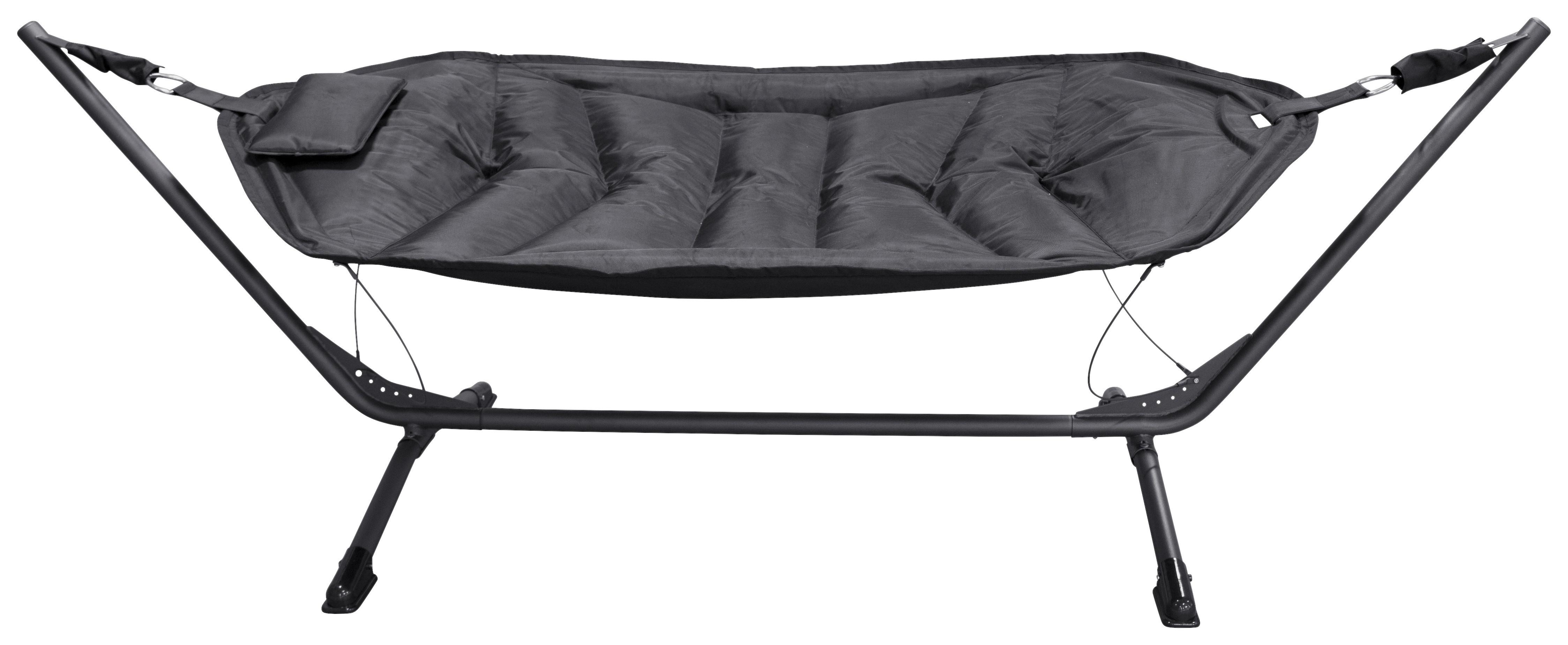 Hängematte Nino ca. 115x104x305 cm Schwarz - Schwarz, KONVENTIONELL, Textil/Metall (115/104/305cm) - Gardenson