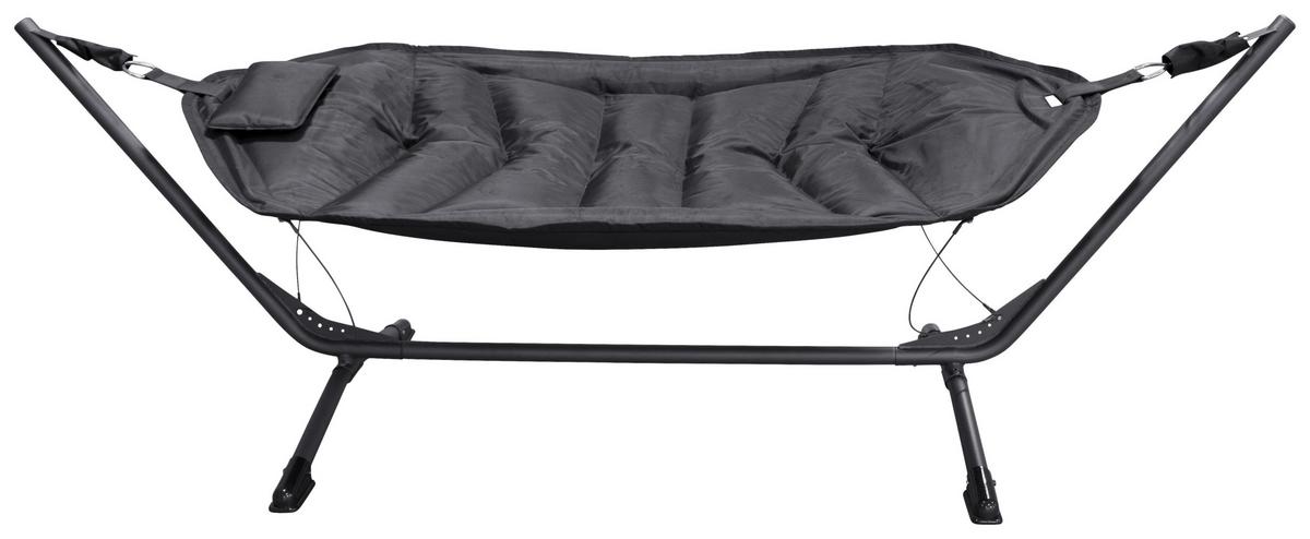 Hängematte Nino ca. 115x104x305 cm Schwarz - Schwarz, KONVENTIONELL, Textil/Metall (115/104/305cm) - Gardenson