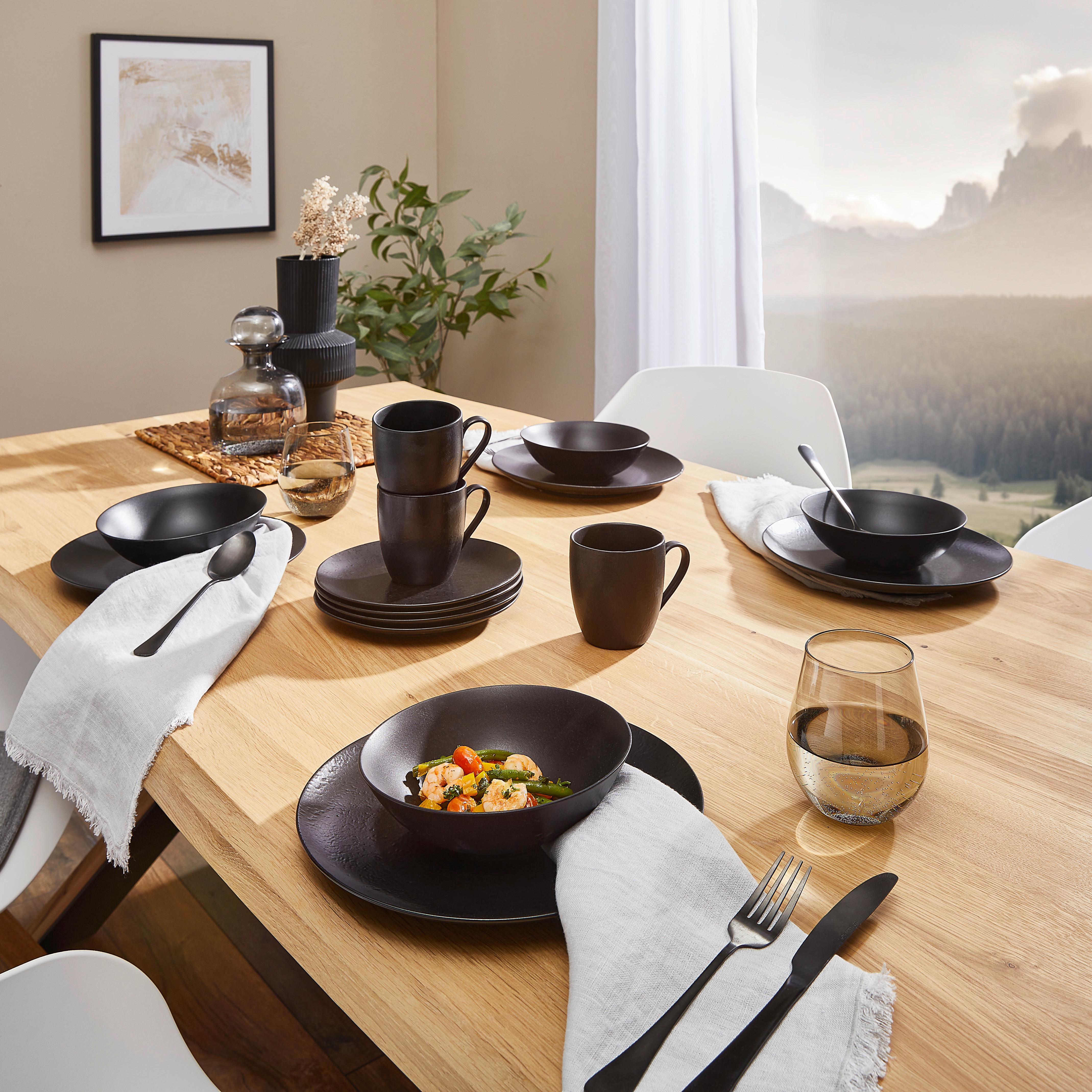 SERWIS OBIADOWO-ŚNIADANIOWY KAPSZTAD - czarny, Design, ceramika - Van Well