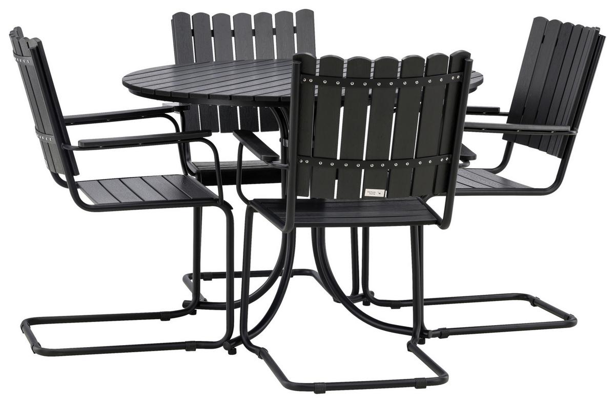 Gartentischgruppe Holmsund Schwarz - Schwarz, KONVENTIONELL, Metall - Gardenson