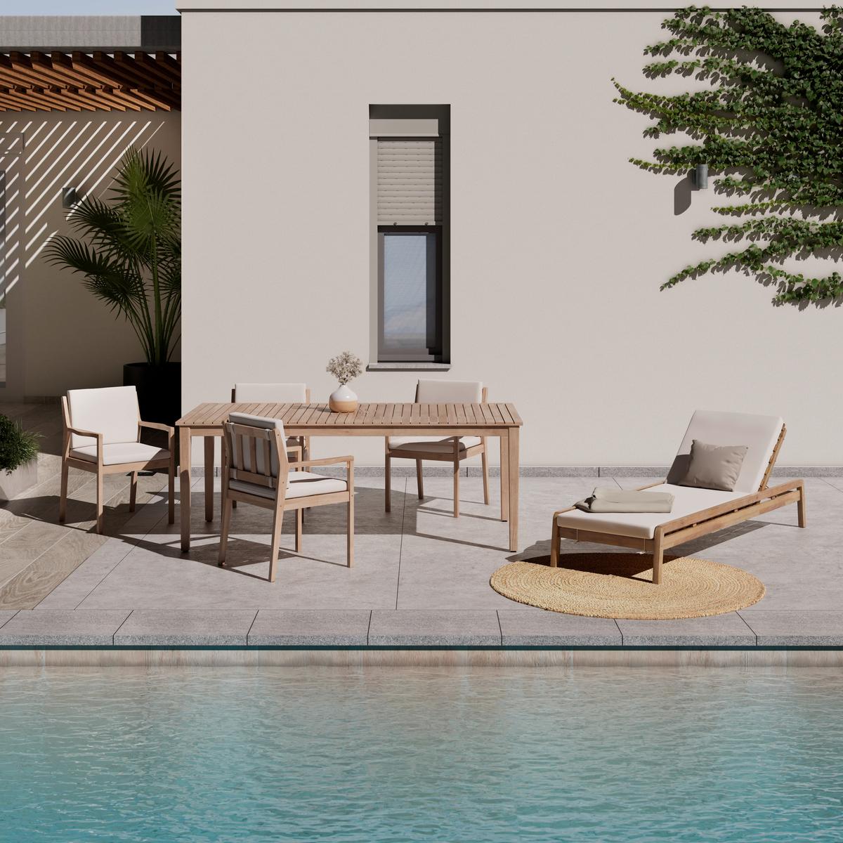 Gartenliege Ella in Naturfarben - Weiss/Naturfarben, Natur, Holz (68/30/200cm) - Mömax