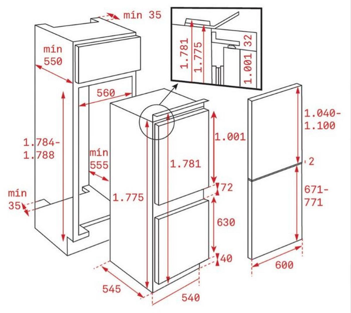 Beépíthető Hűtő-fagyasztó Teka Rbf 73340 Fi Eu - Design (54/177,5/54,5cm) - Teka