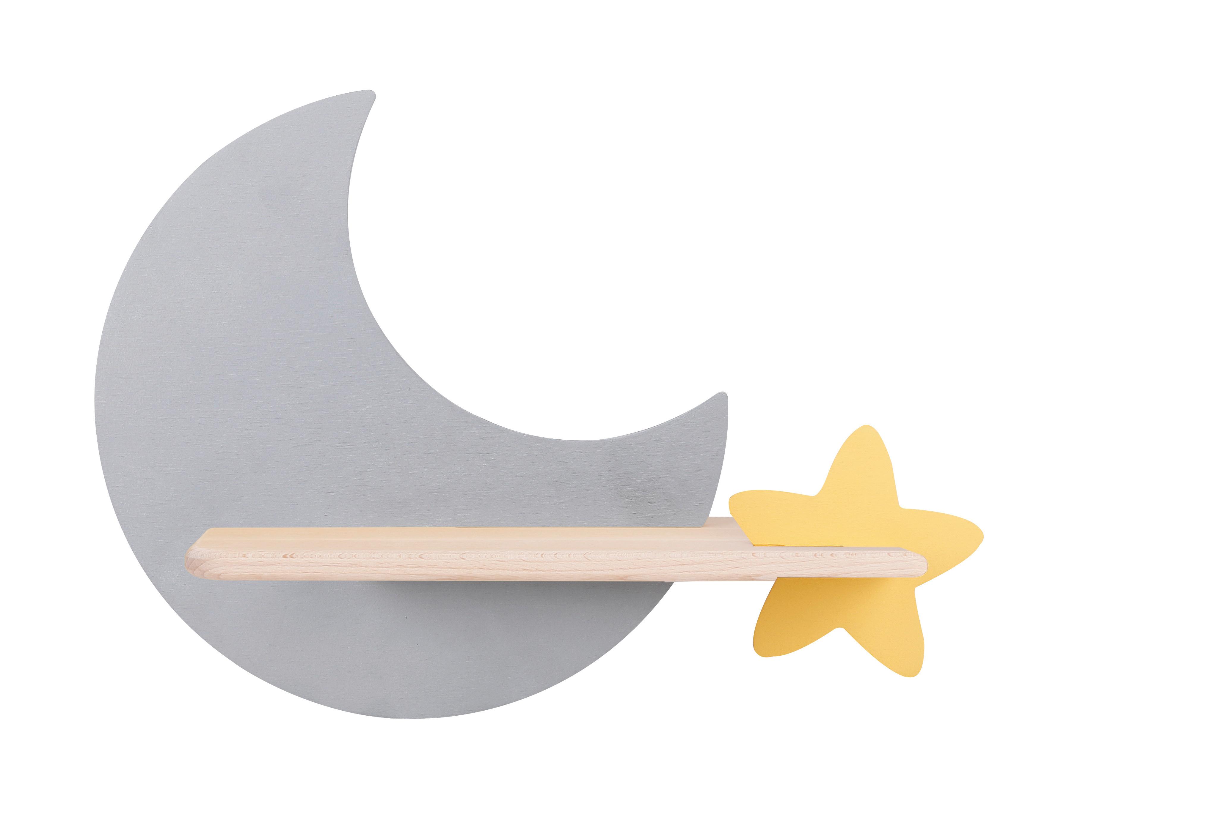 Dječja Zidna Svjetiljka 21-75574 Moon - siva, Basics, drvni materijal/drvo (39.5/12/27.5cm)