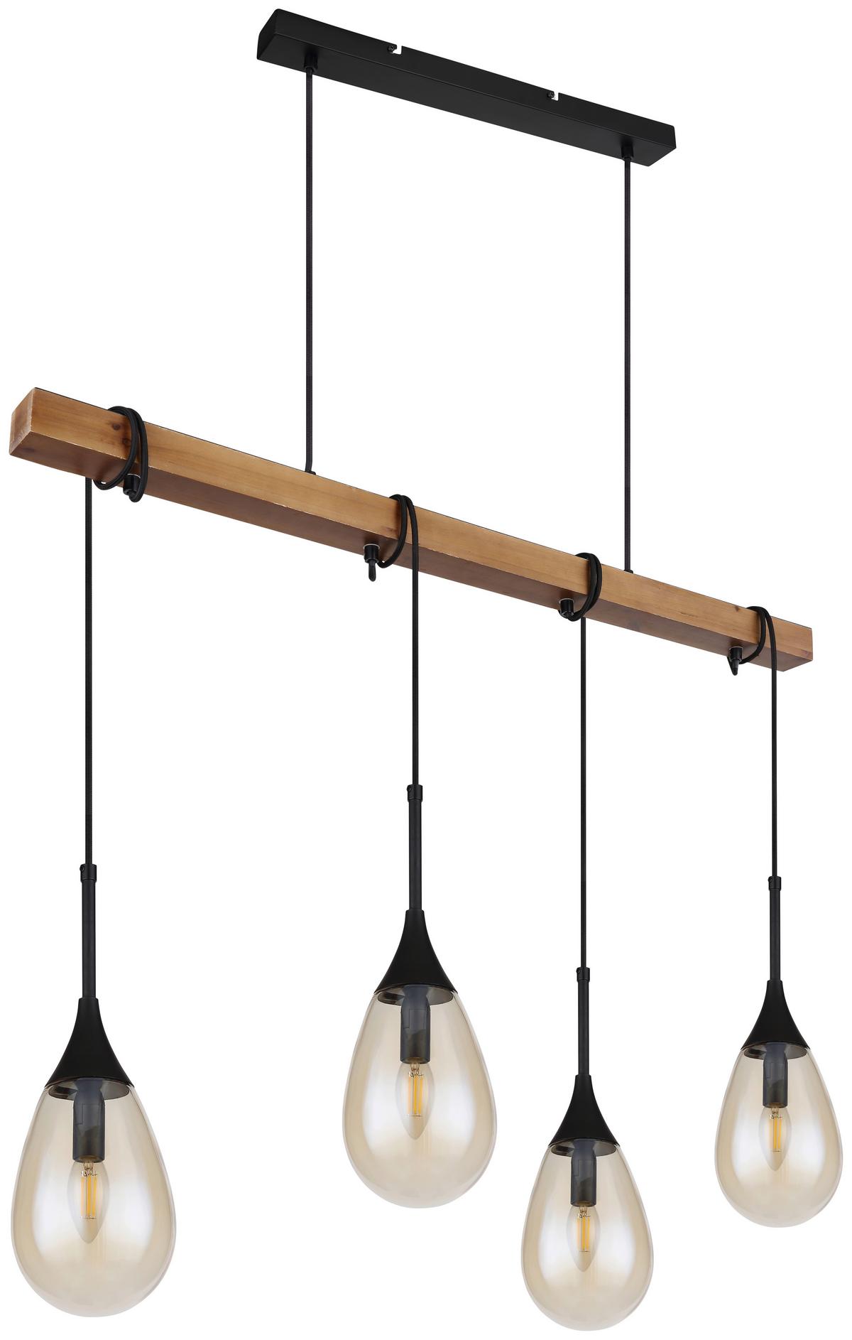 LAMPA WISZĄCA PÄRON - czarny/brązowy, Natur, metal/drewno (92/12/120cm) - Globo