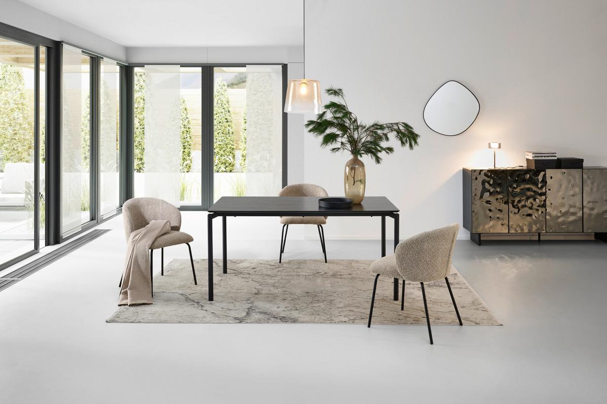 Jedilna Miza Lean, Črna, 160x90 - črna, Konvencionalno, kovina/leseni material (160/90/76cm) - P & B