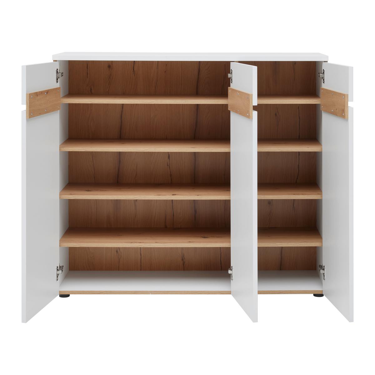 Kommode Dallas Weiß/Eiche Artisan - Schwarz/Weiß, MODERN, Holzwerkstoff/Kunststoff (120/107/38cm) - Mömax