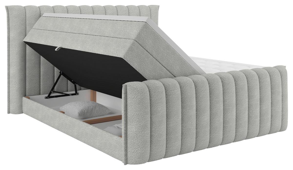 PAT BOXSPRING LINA - gri deschis, Konventionell, plastic/lemn (200/200cm) - Premium Living