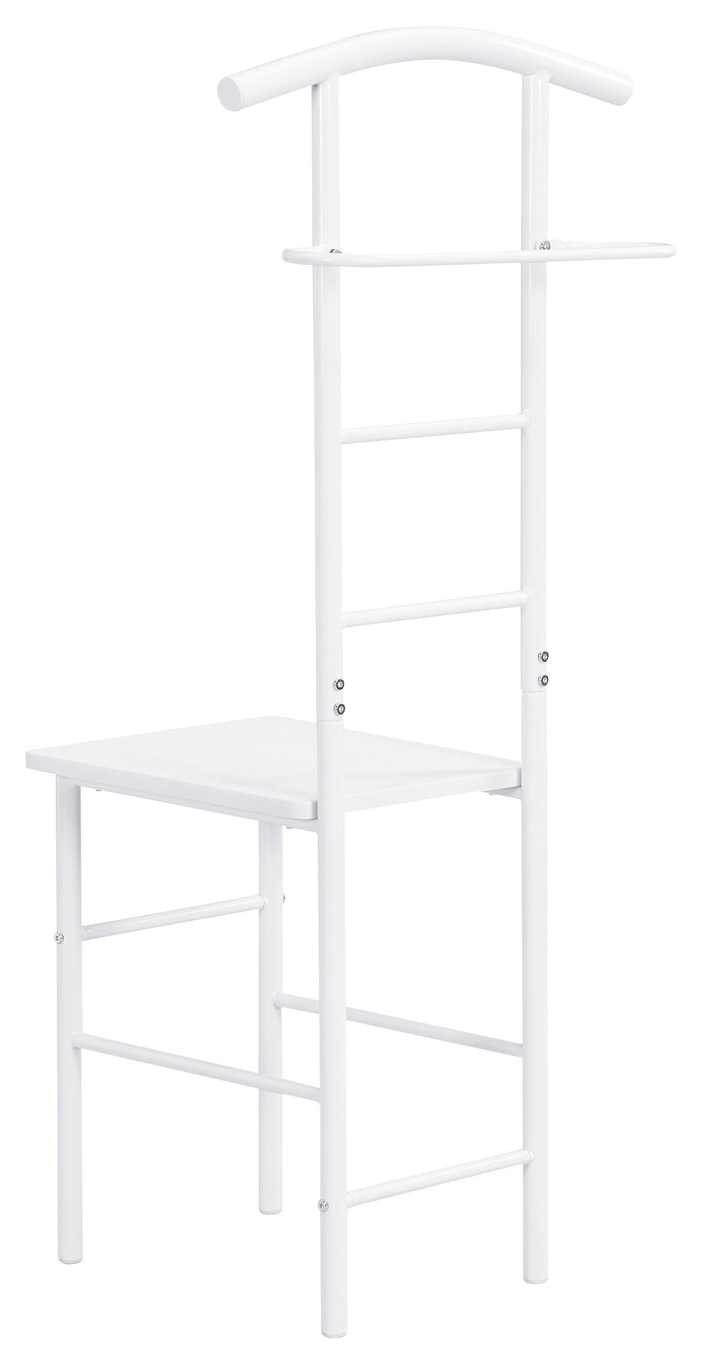 Ruhaállvány Ülőkével Ralph - fehér, Konventionell, faalapú anyag/fém (30/107/45cm) - Mömax