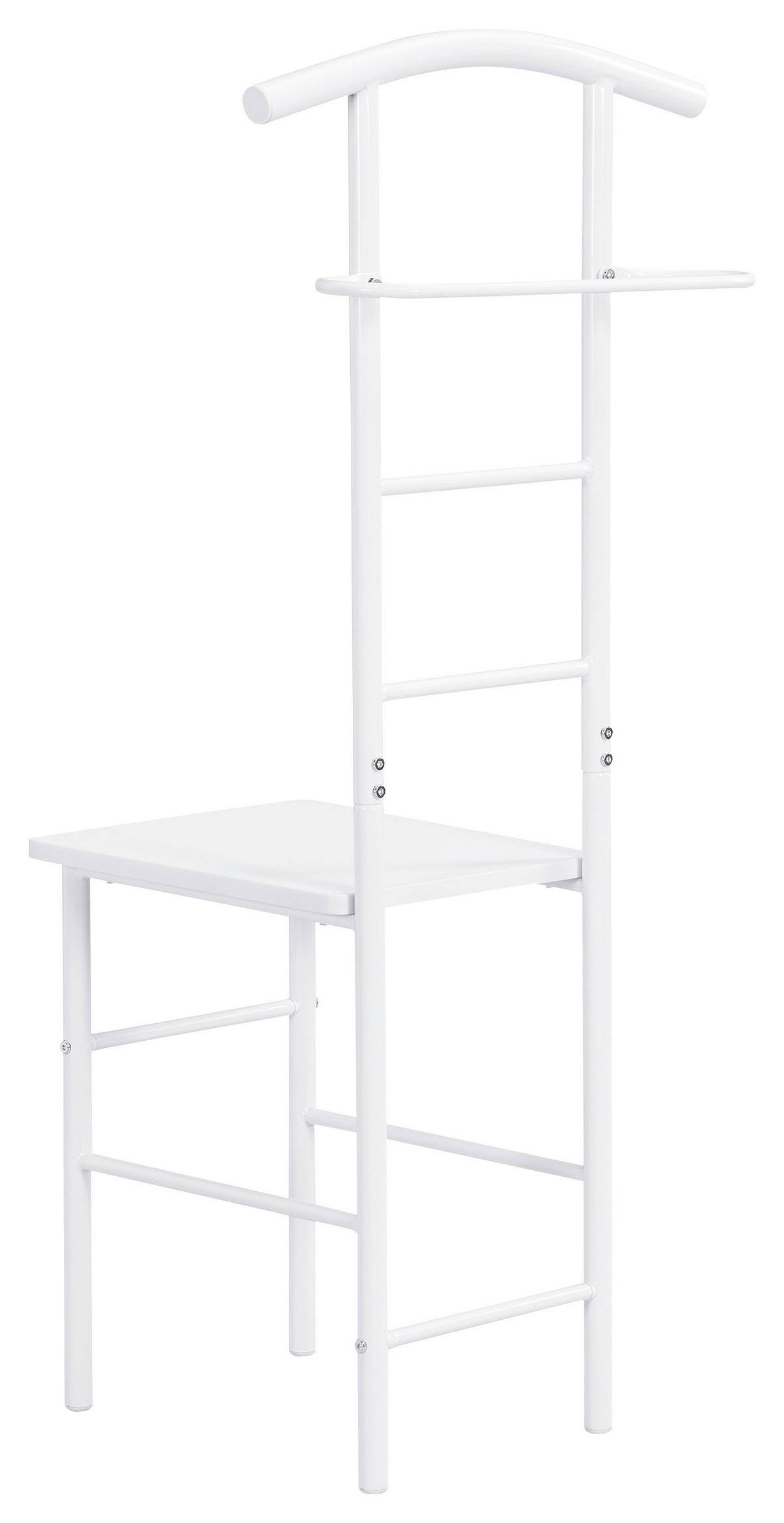 Ruhaállvány Ülőkével Ralph - fehér, Konventionell, faalapú anyag/fém (30/107/45cm) - Mömax