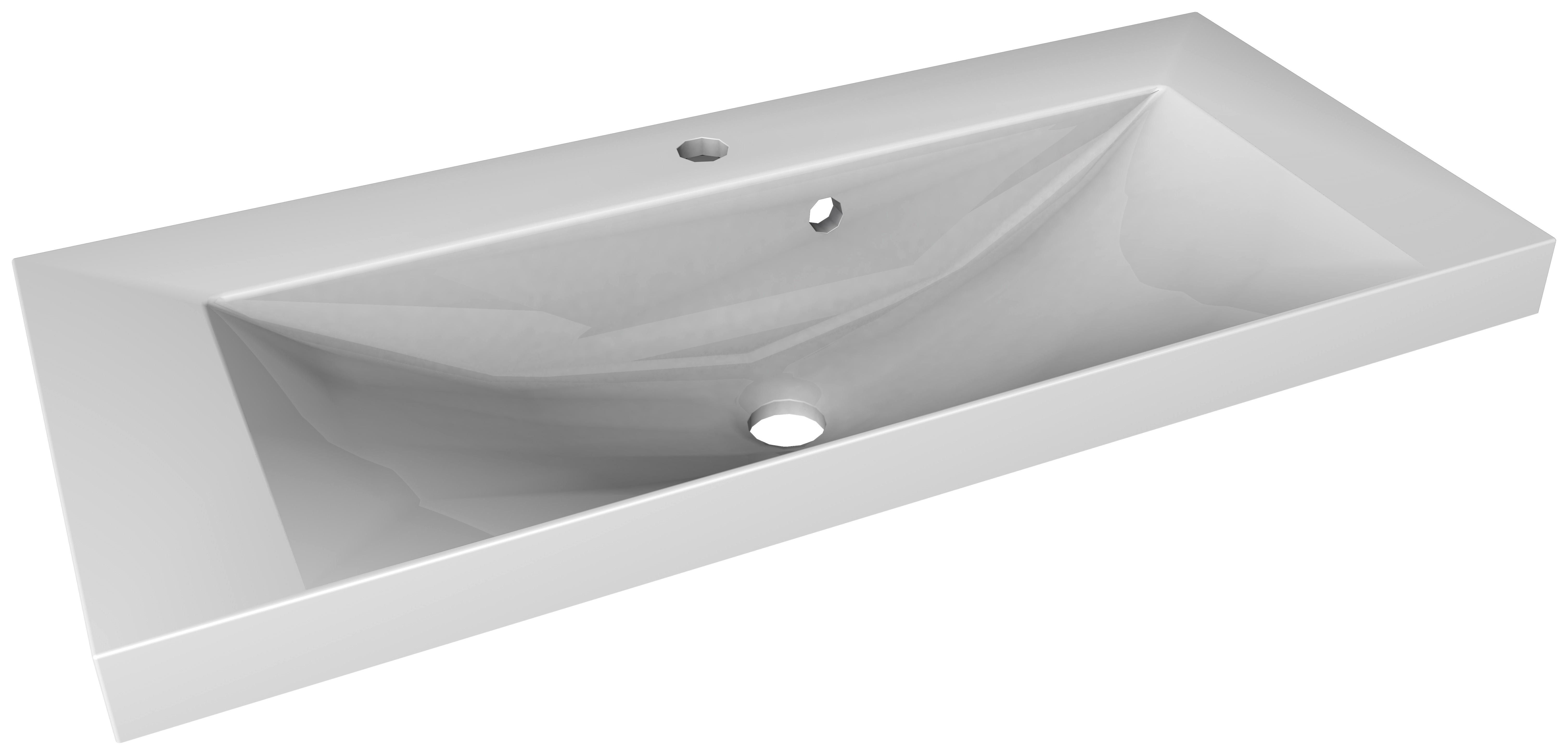 WASCHBECKEN GUSS LIMA B:80CM WEISS - Weiß, MODERN, Stein (80/14/35cm) - MID.YOU