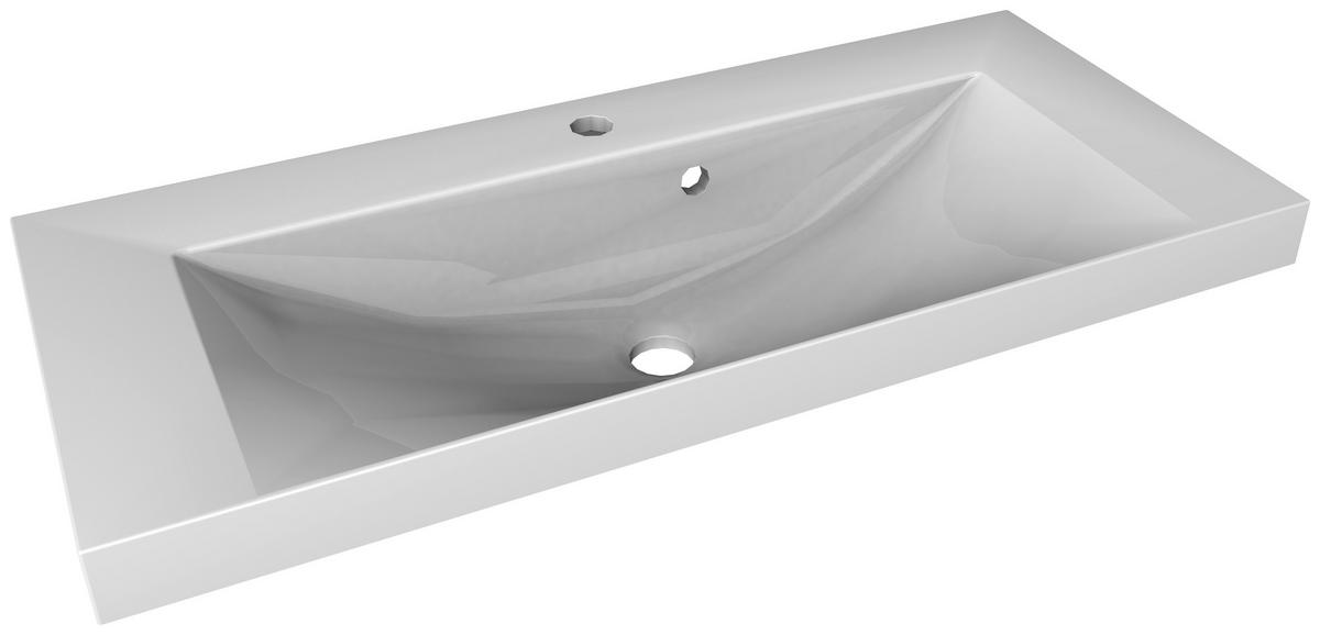 WASCHBECKEN GUSS LIMA B:80CM WEISS - Weiß, MODERN, Stein (80/14/35cm) - MID.YOU