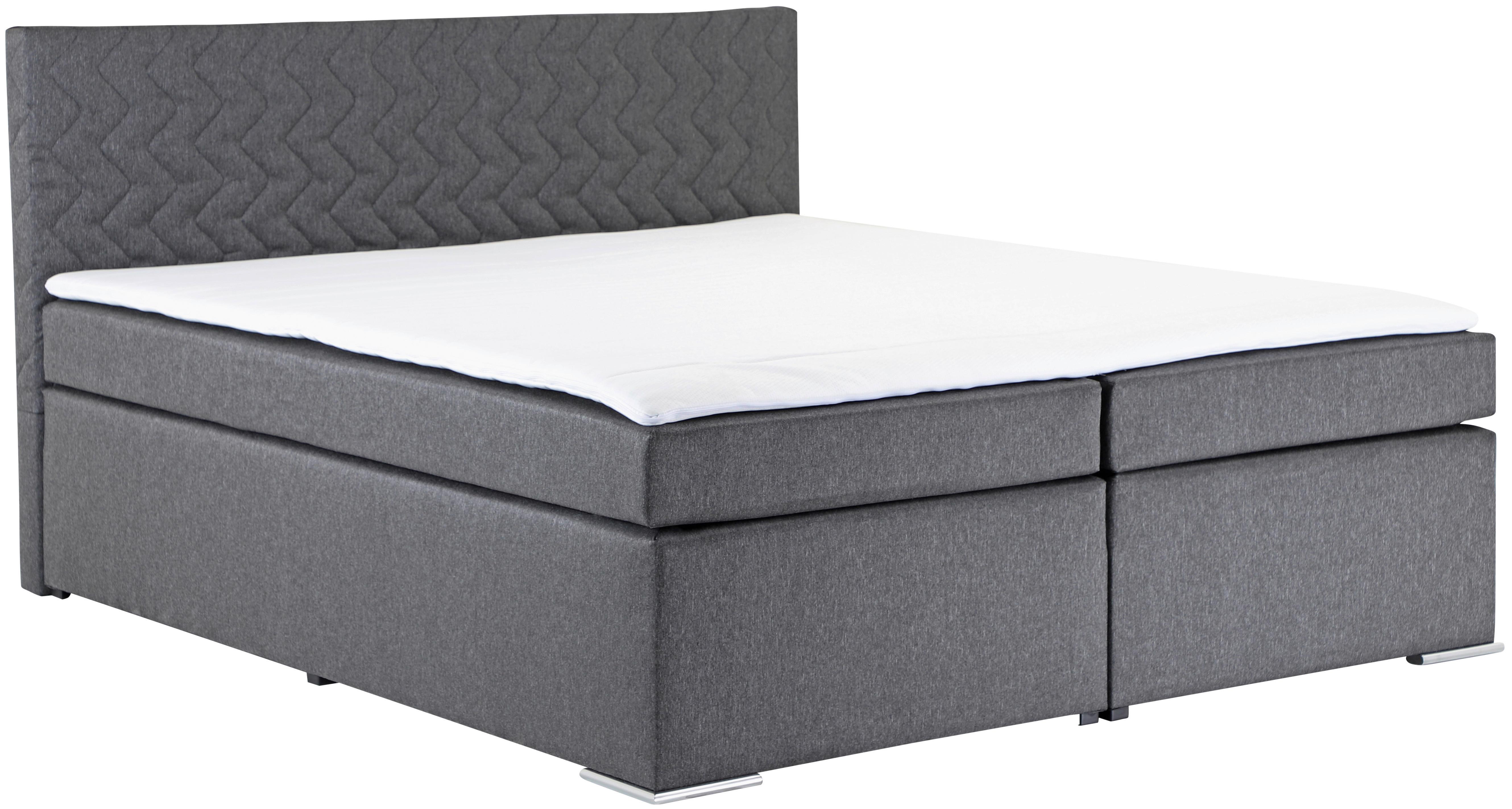 Boxspring Krevet Betty - siva/boje kroma, Basics, tekstil/metal (180/200cm)