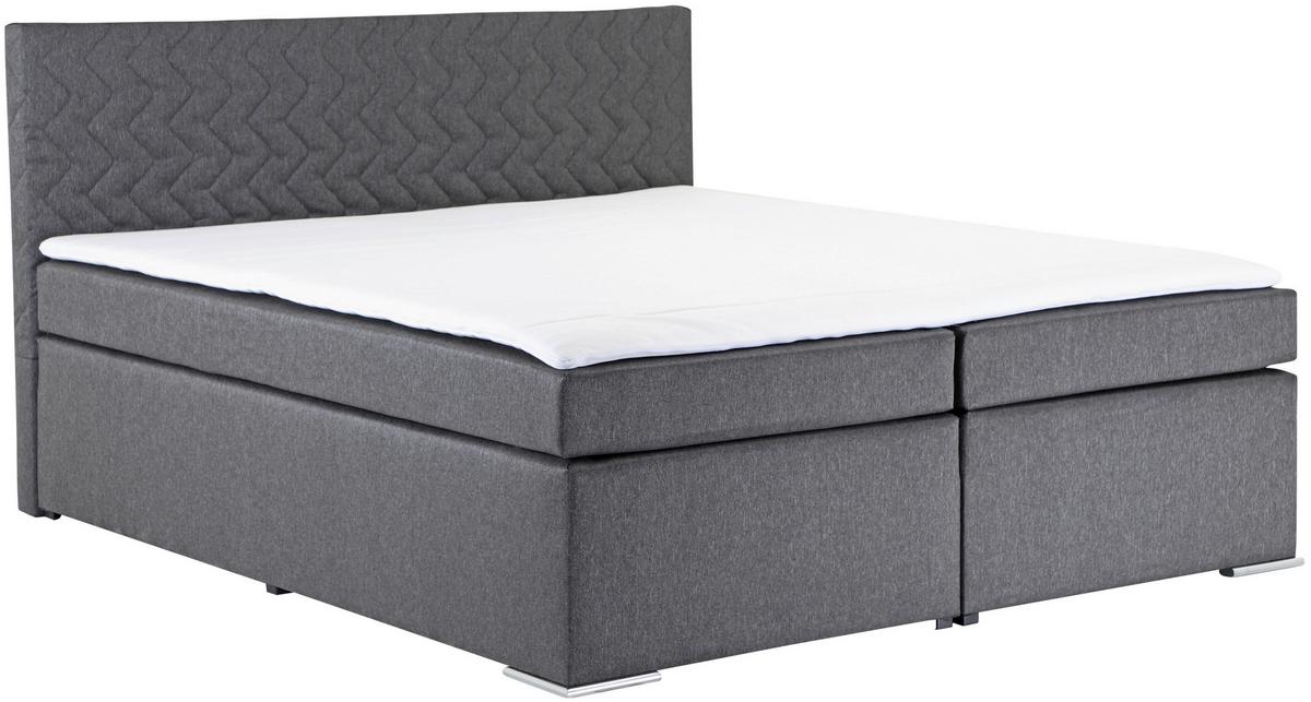 Boxspring Krevet Betty - siva/boje kroma, Basics, tekstil/metal (180/200cm)