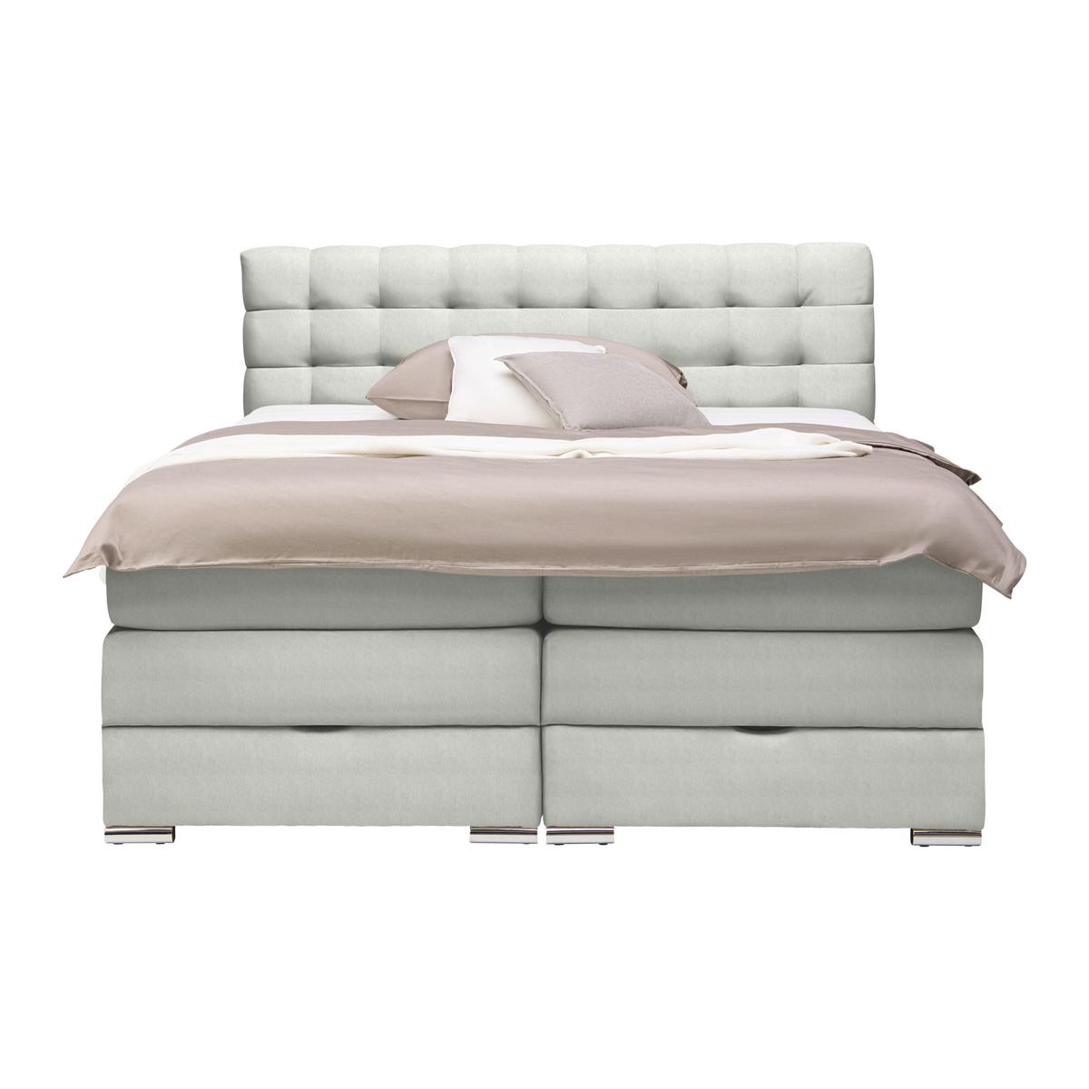 Boxspringbett London Grau ca. 160x200cm - Chromfarben/Grau, MODERN, Holz/Holzwerkstoff (160/200cm) - Premium Living