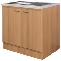 Kuhinjska Spodnja Omarica Nano, Barva Bukve - barve nerjavečega jekla/barve bukve, Moderno, umetna masa/leseni material (100/85/57cm) - FlexWell