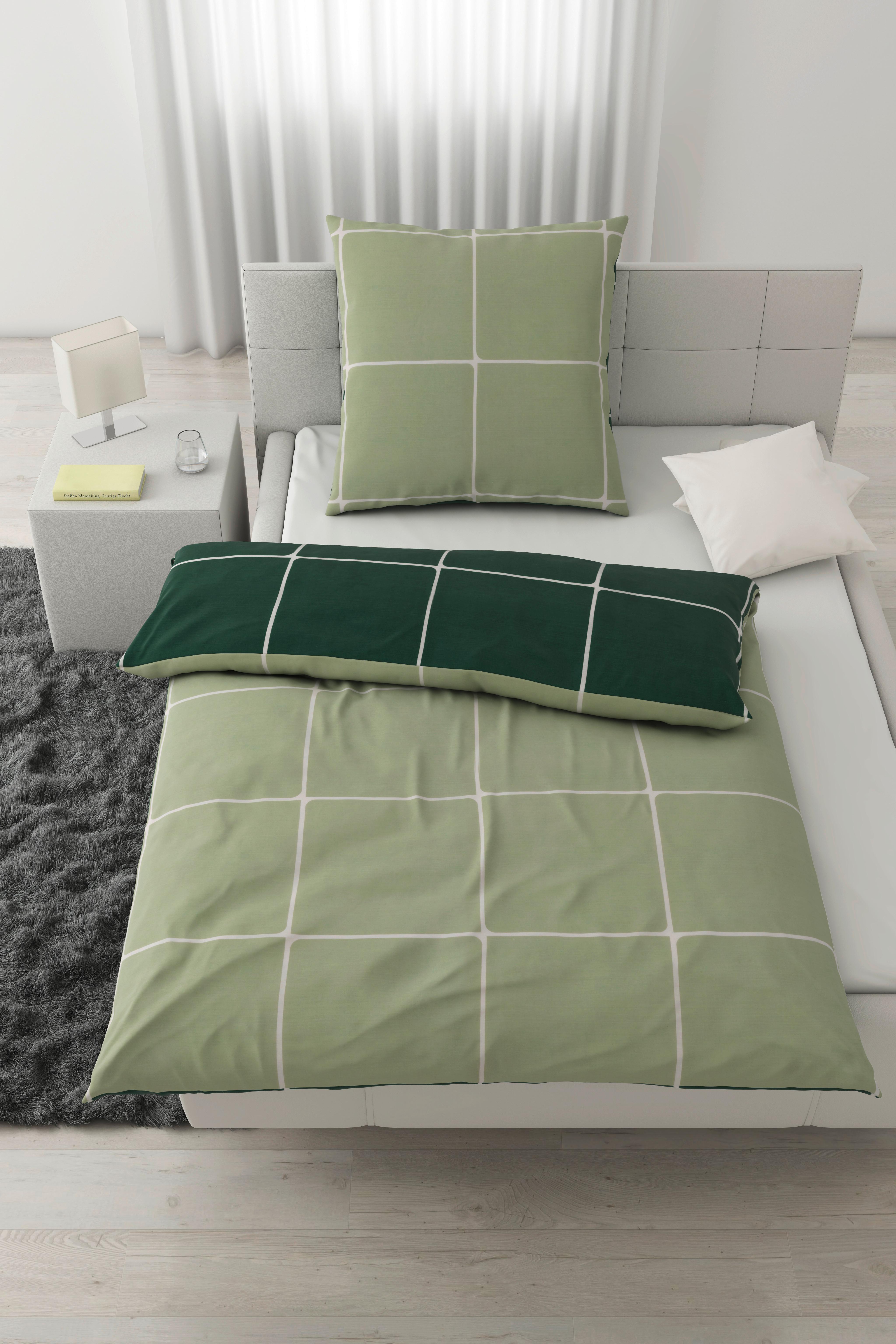 Linnea Wende XL Weiß/Salbei/Grün ca. 155x220cm - Waldgrün/Salbeigrün, MODERN, Textil (155/220cm) - Modern Living