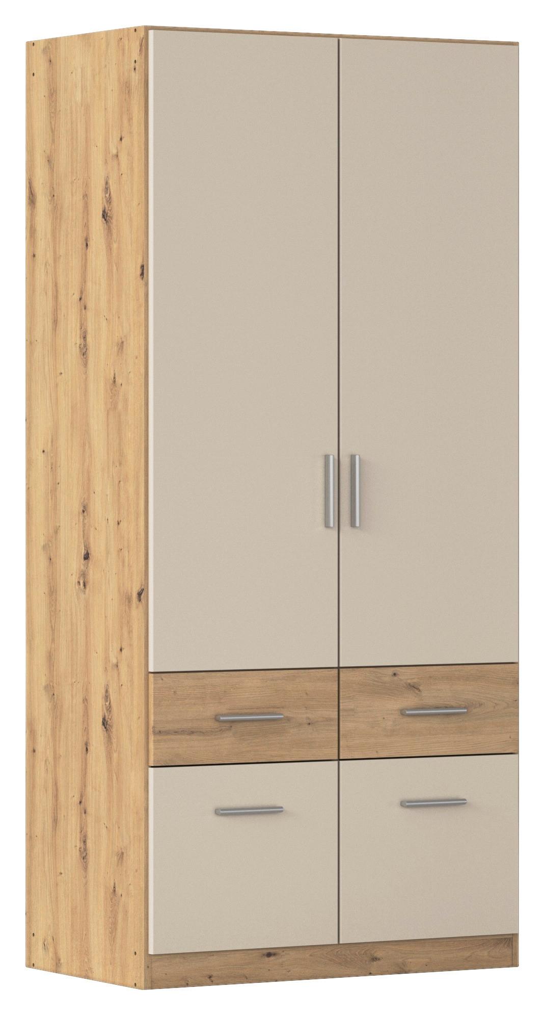 Drehtürenschrank Celle-Super Champagner/Eiche Artisan - Champagner/Alufarben, KONVENTIONELL, Holzwerkstoff/Kunststoff (91/197/54cm) - Mömax