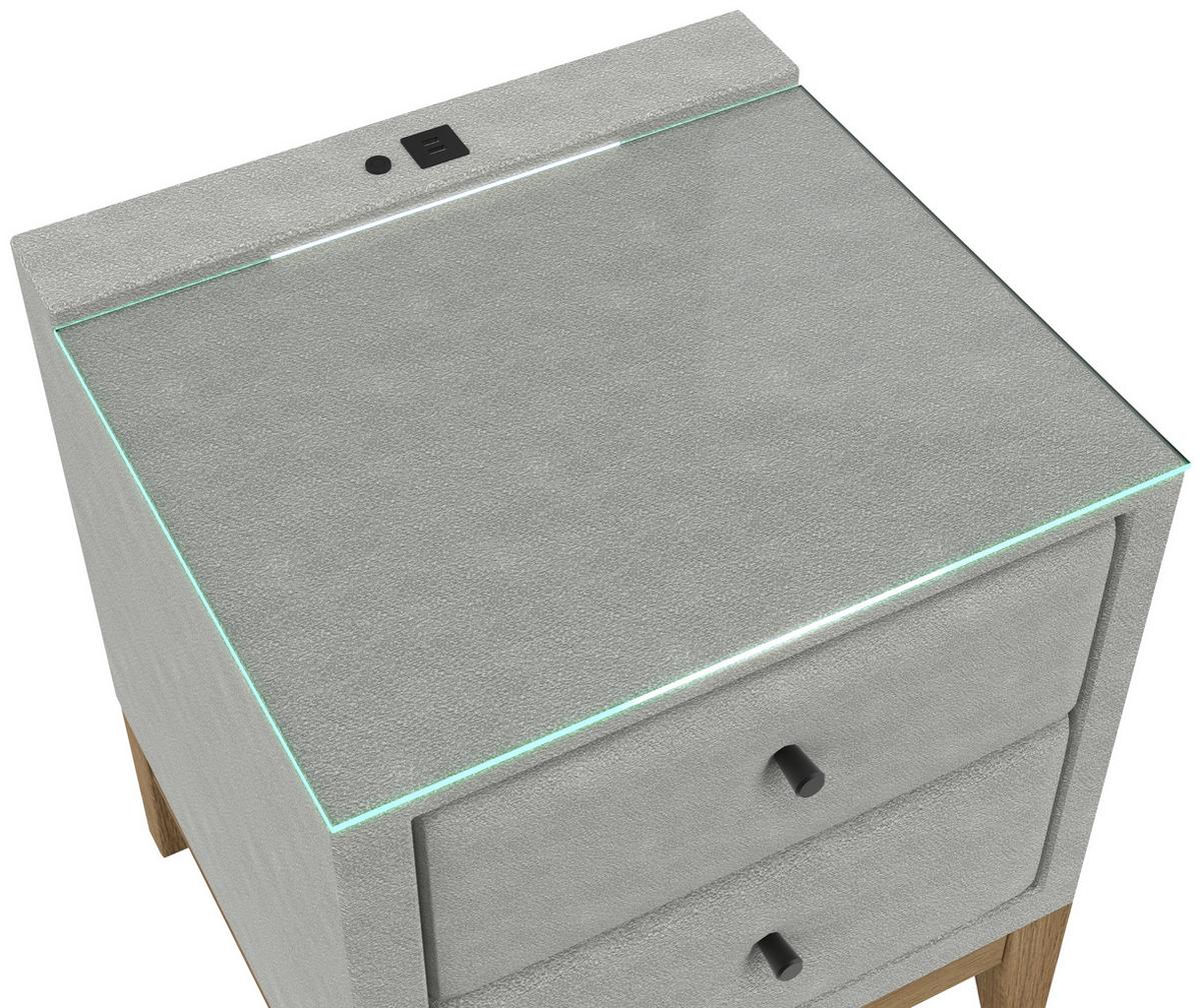 Noćni Ormarić Smile - srebrne boje, Konvencionalno, staklo/drvni materijal (49/58,5/46cm) - Premium Living