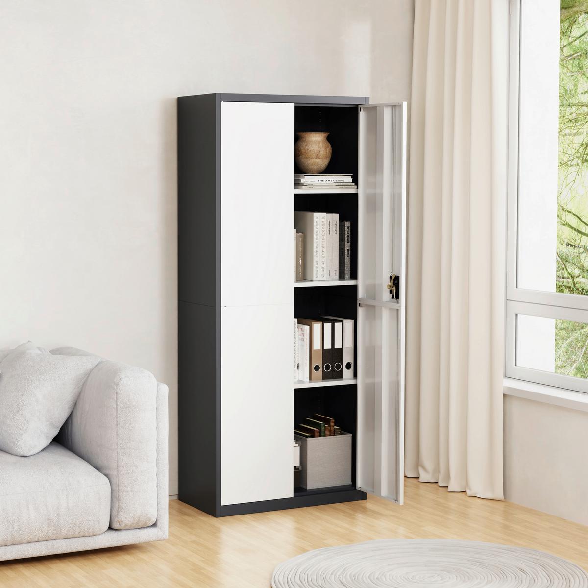 Aktenschrank Malivo - Weiss/Anthrazit, Konventionell, Metall (80/180/40cm) - MID.YOU