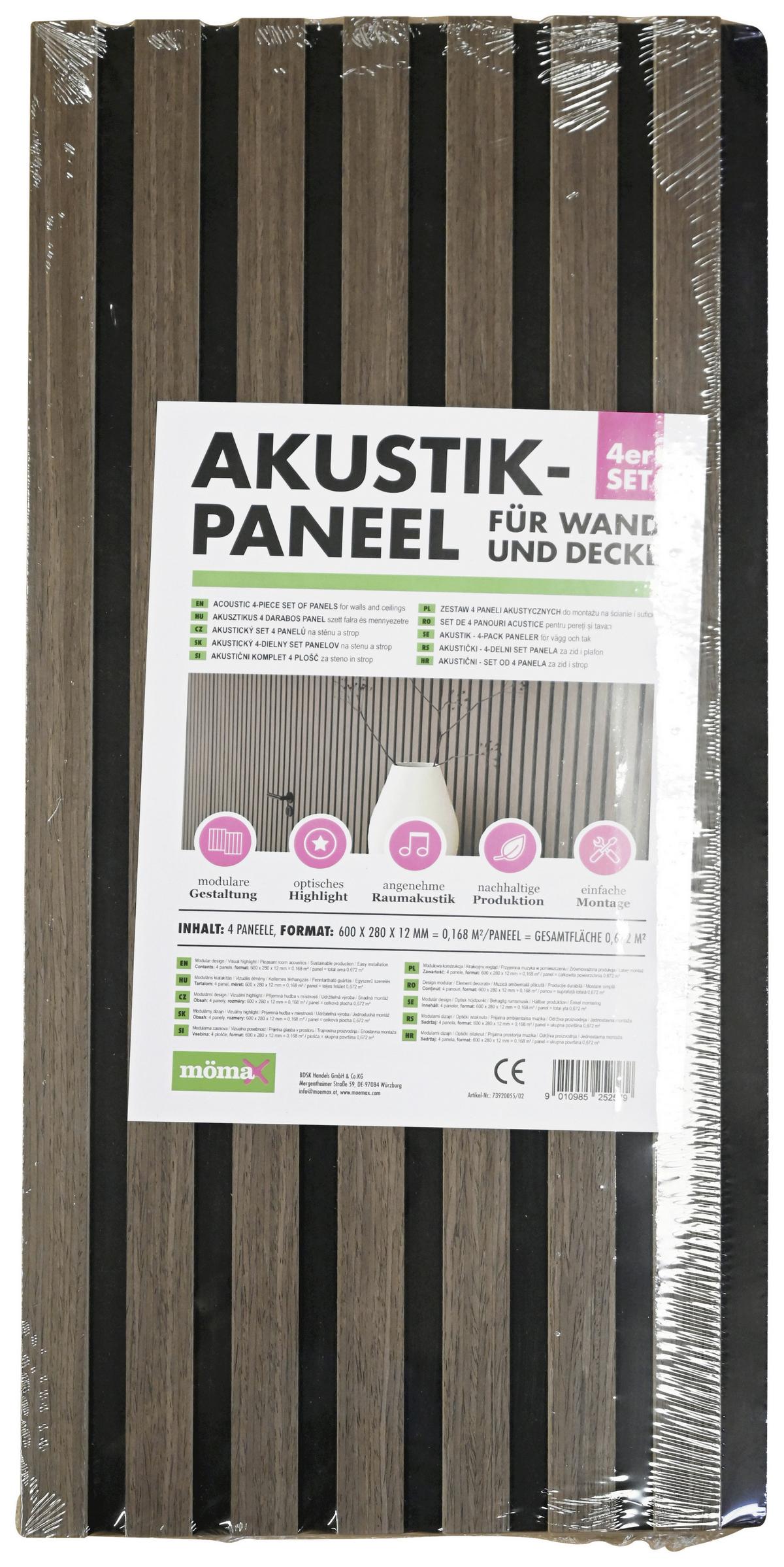 Akustikpaneel Ashley Walnussfarben - Walnussfarben, MODERN, Holz/Holzwerkstoff (60,5/28/1,2cm) - Based