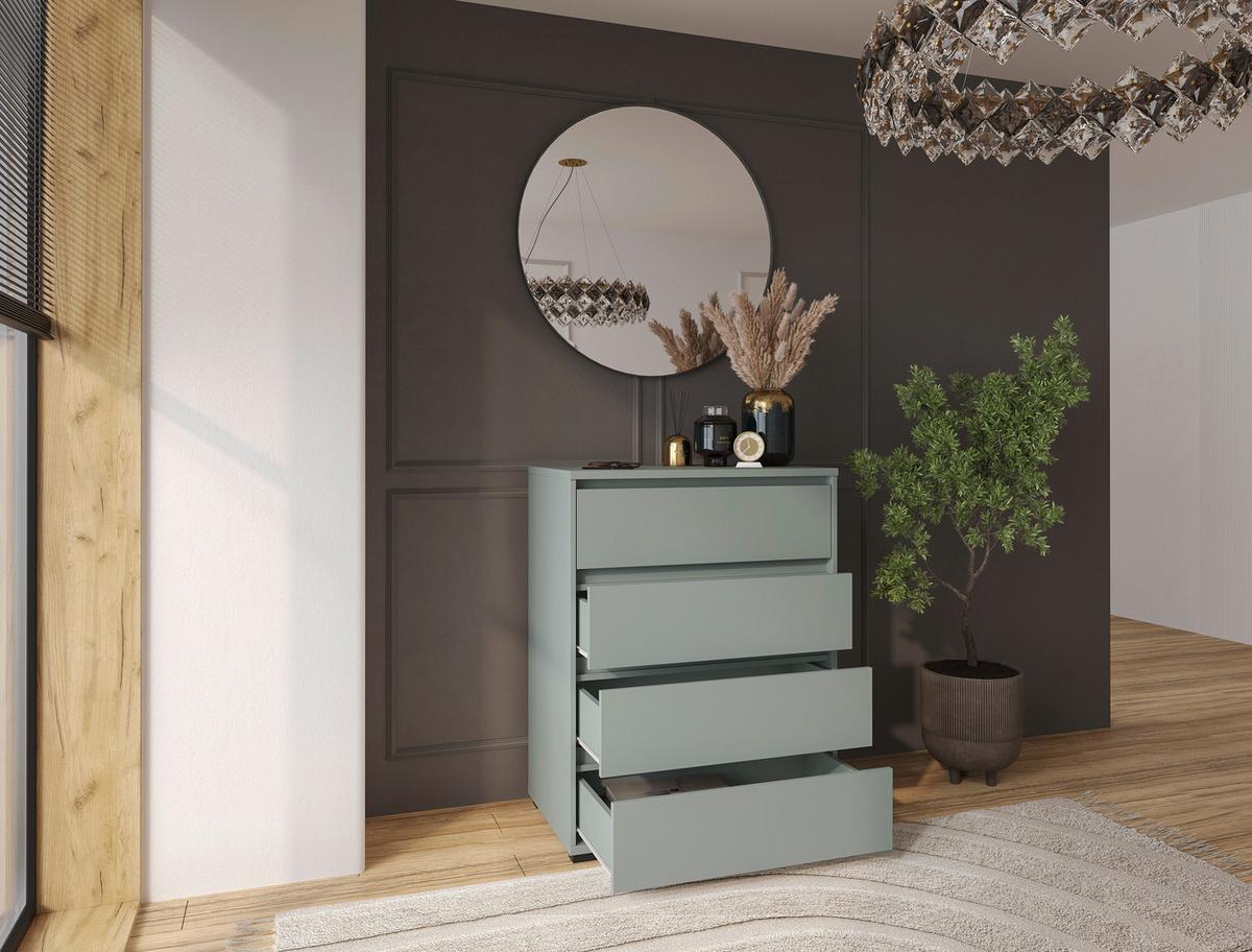 KOMODA LINE - zielony/antracytowy, Design, materiał drewnopochodny/tworzywo sztuczne (80/103/48cm) - Carryhome
