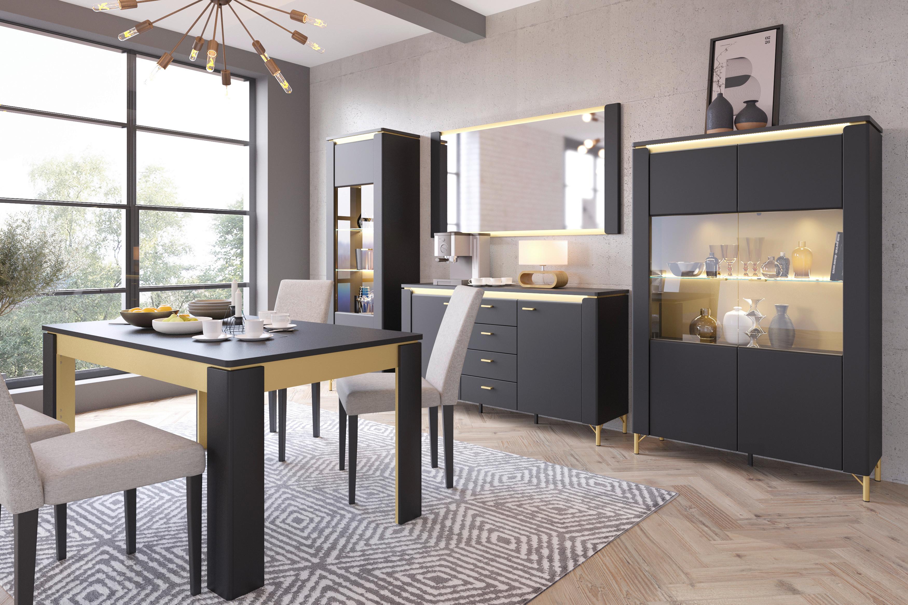 Ogledalo Norica - zlatne boje/crna, Trend, staklo/drvni materijal (155/80/3,8cm) - Modern Living