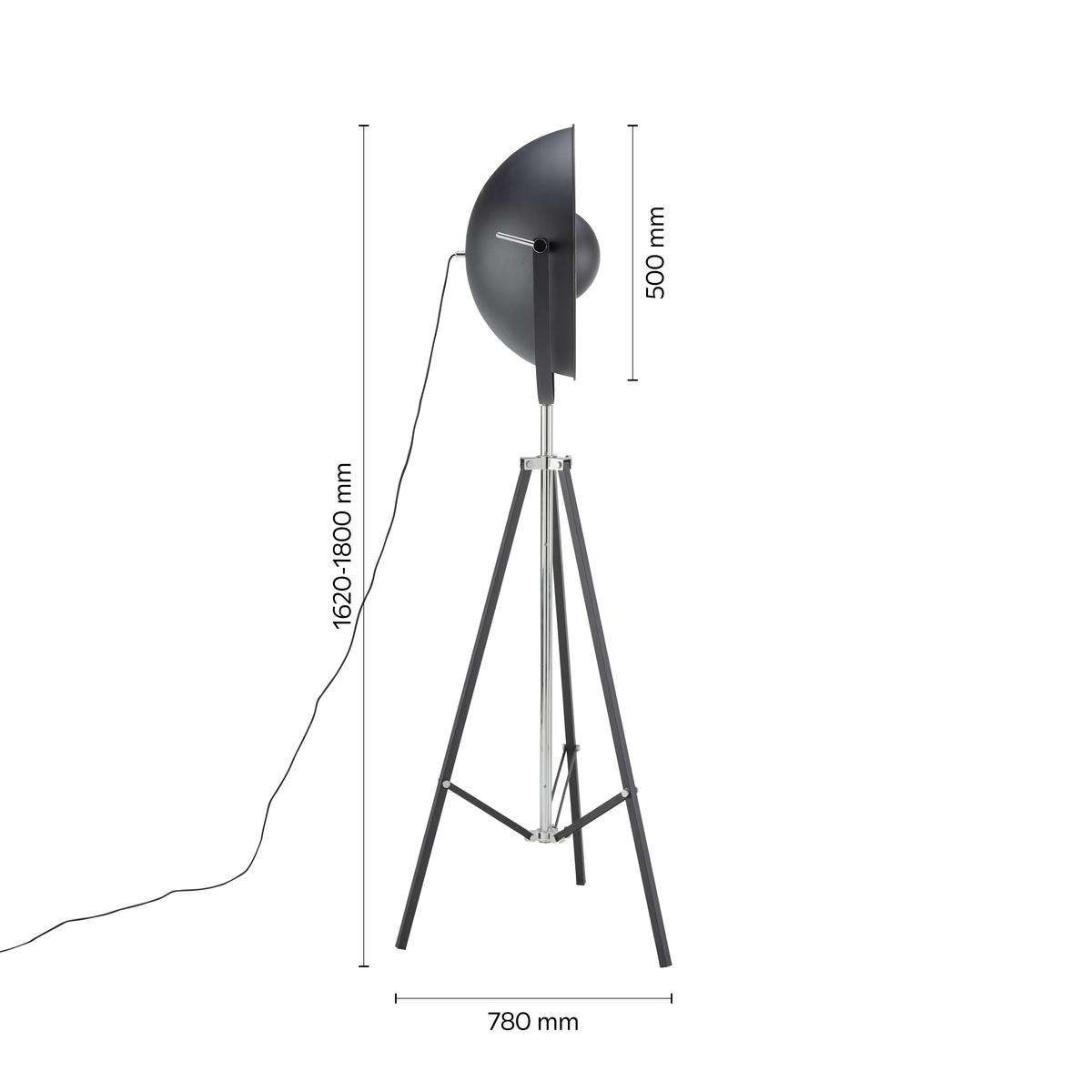 Stehleuchte Jule max. 60 Watt - Goldfarben/Schwarz, LIFESTYLE, Metall (50/176cm) - Mömax