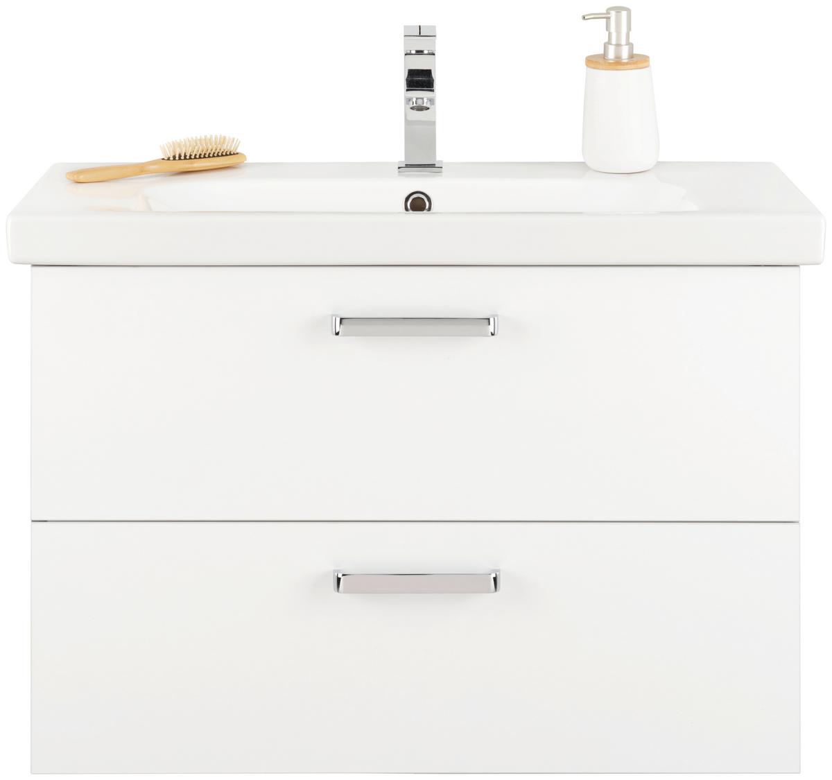 Waschtischkombi Carin in Weiß - Chromfarben/Dunkelgrau, MODERN, Keramik/Holzwerkstoff (82/57/45cm) - Mömax