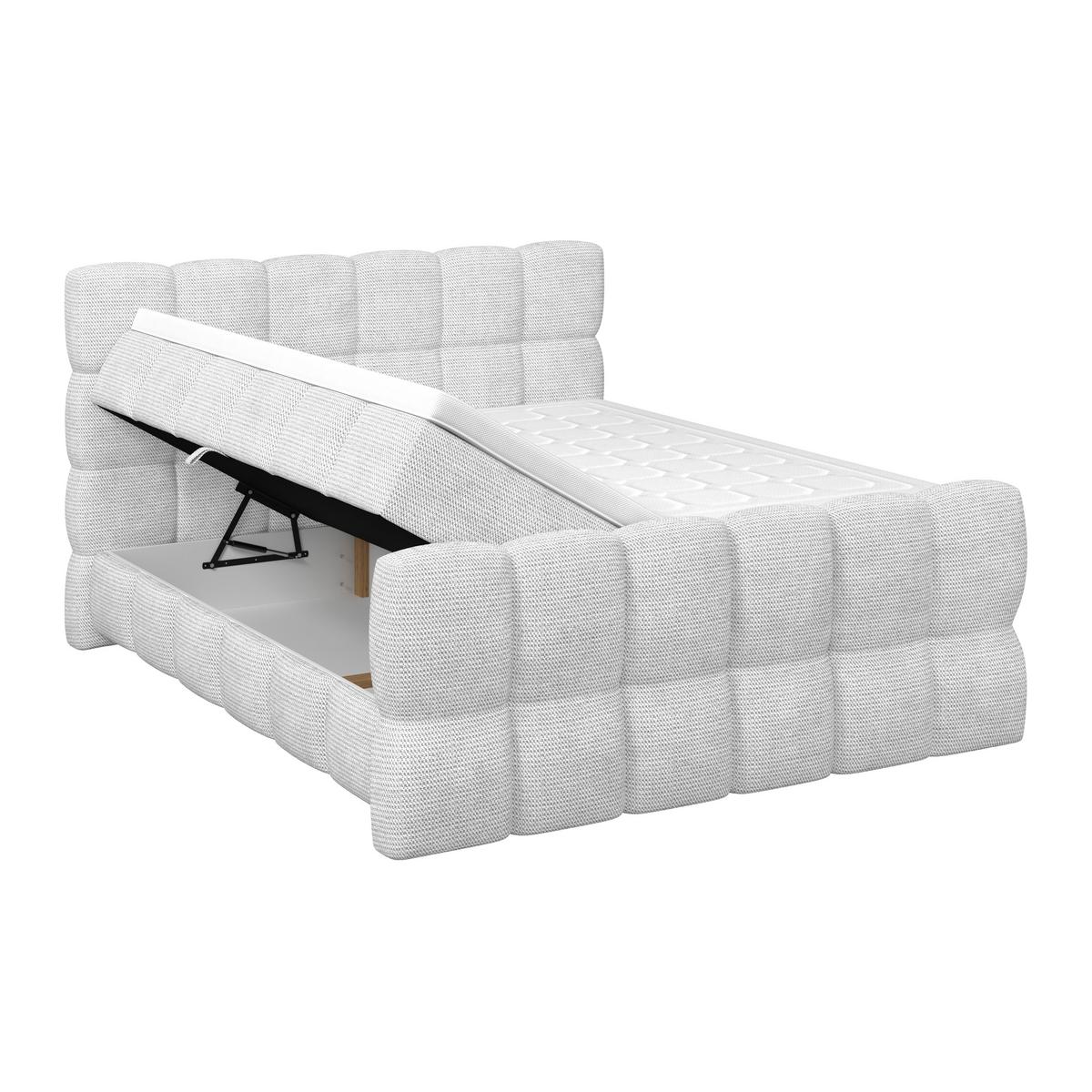 Postelja Boxspring Brisbane, Sivobela, 180x200 - črna/sivobela, Trend, umetna masa/tekstil (180/200cm) - Premium Living