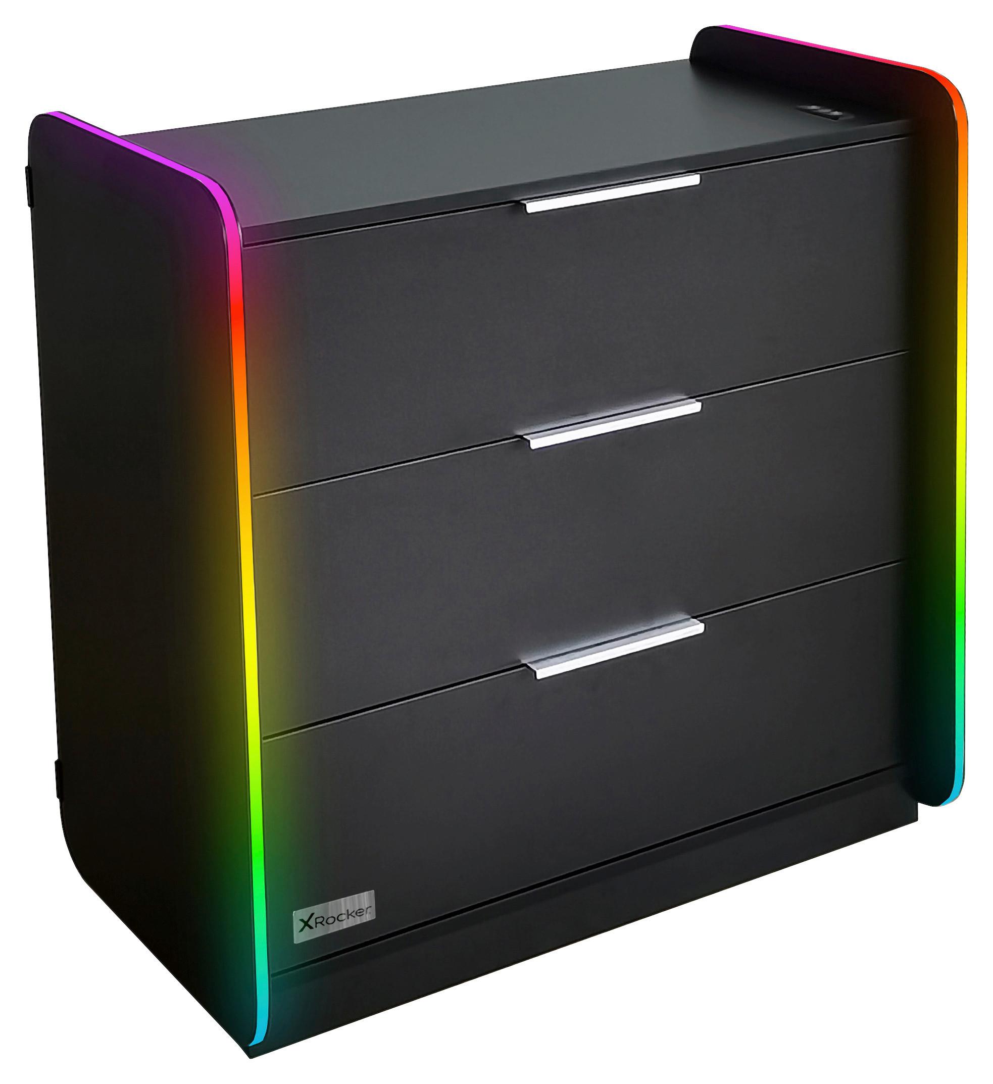 Kommode Electra ca. 85x80,5x43cm Schwarz mit LED - Grau Hochglanz/Schwarz, MODERN, Holzwerkstoff/Metall (85/80,5/43cm) - X Rocker
