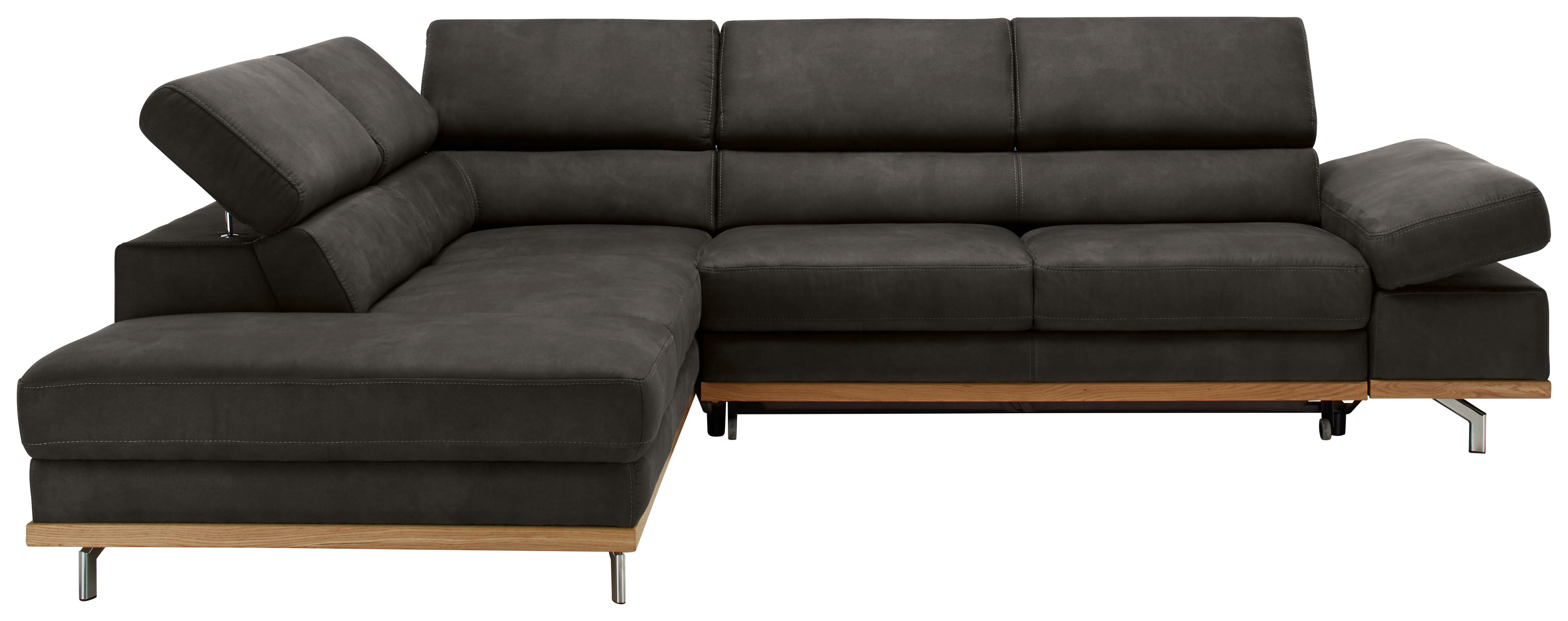 Ecksofa Carmen Dunkelgrau - Chromfarben/Dunkelgrau, KONVENTIONELL, Holz/Textil (292/93/226cm) - Premium Living