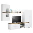 Wohnwand Weiß/Eichefarben - Klar/Chromfarben, MODERN, Glas/Holzwerkstoff (280/195/45cm) - MODERN LIVING