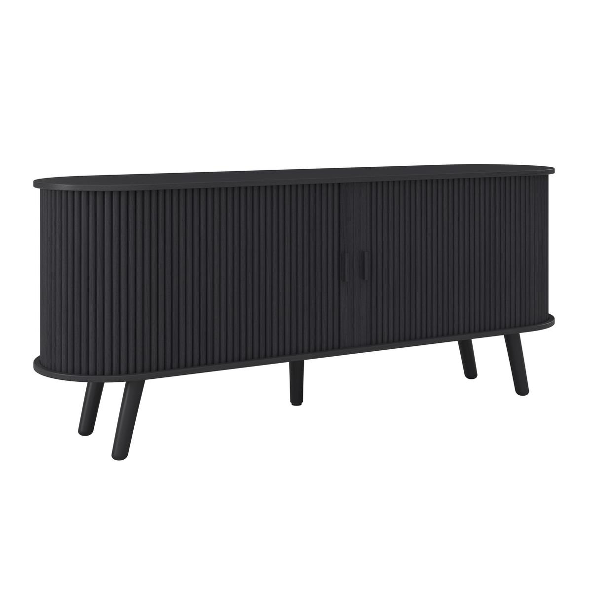 Sideboard Ennio Schwarz Echtholz/MDF - Schwarz, MODERN, Holz/Holzwerkstoff (160/80/40cm) - Bessagi Home